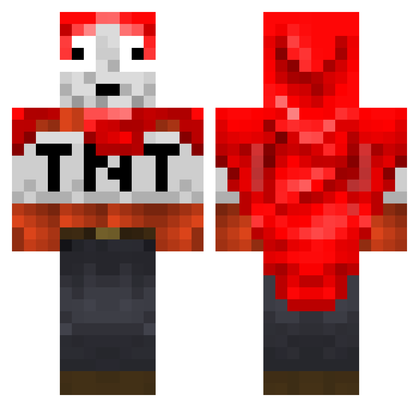 meeeehow Minecraft skin, front and back view