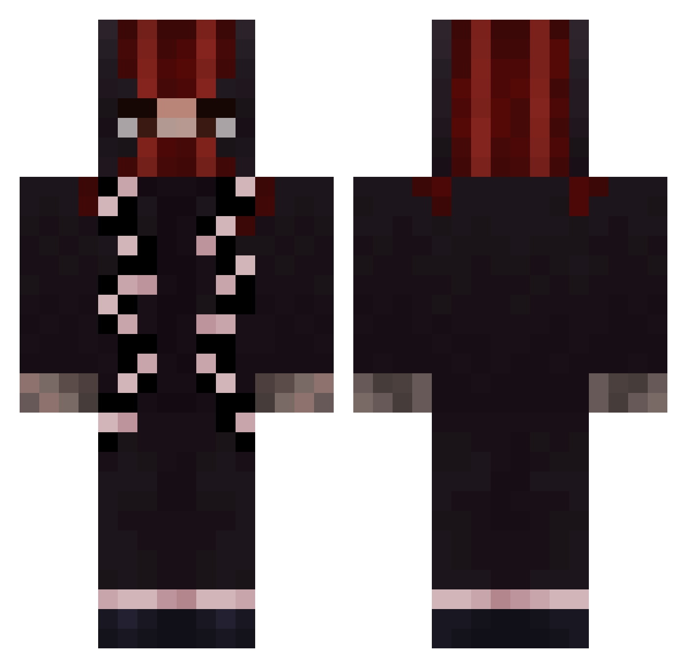 sickuke Minecraft skin, front and back view