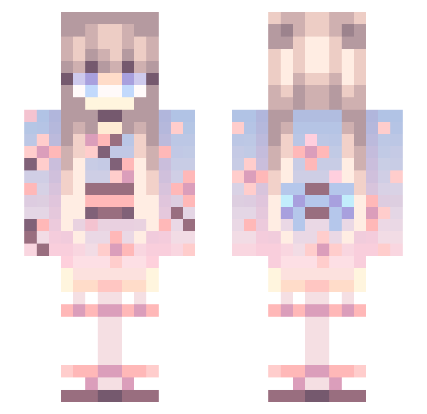Pash Minecraft skin, front and back view