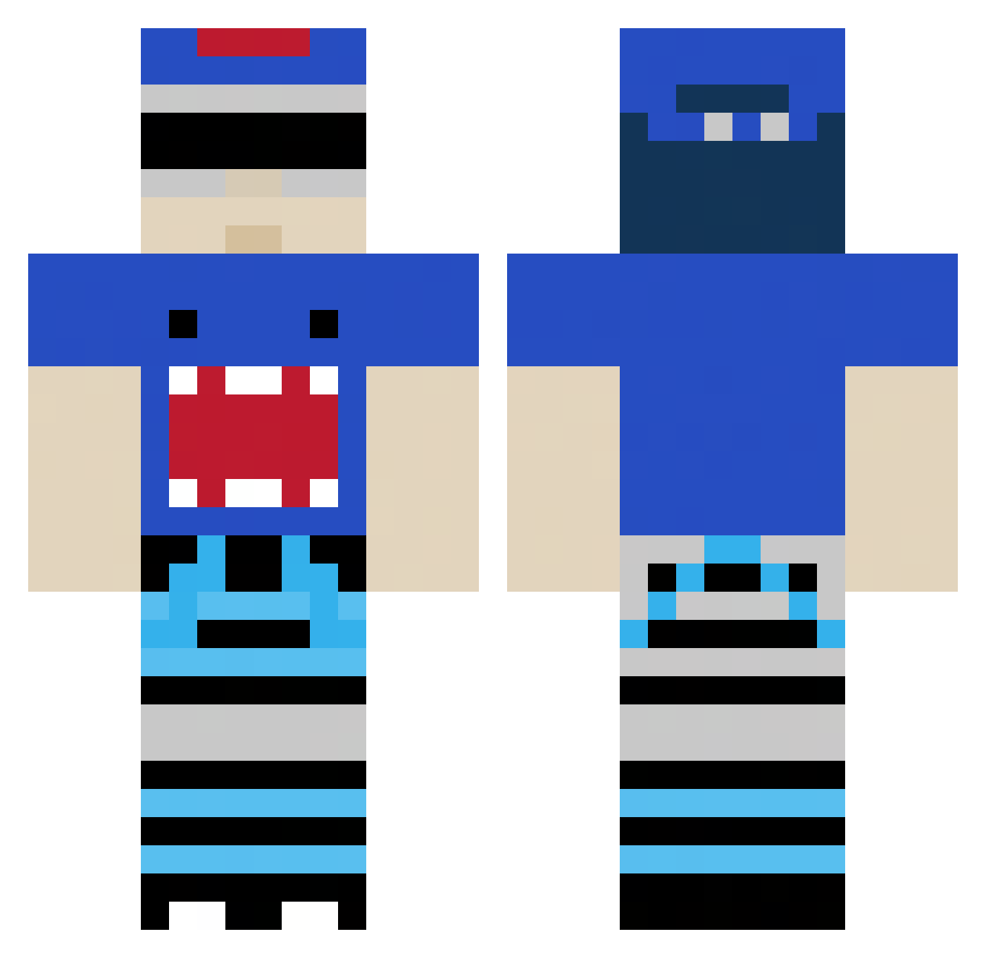 XgamerVR2 Minecraft skin, front and back view