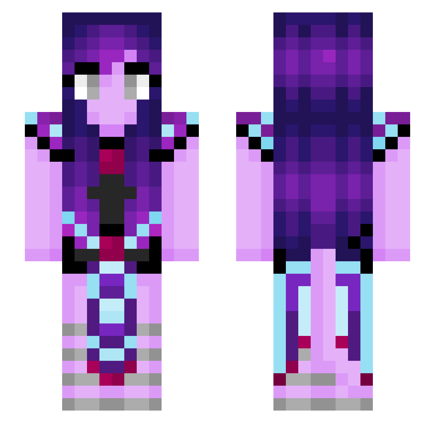 Roslyn_Nightward Minecraft skin, front and back view