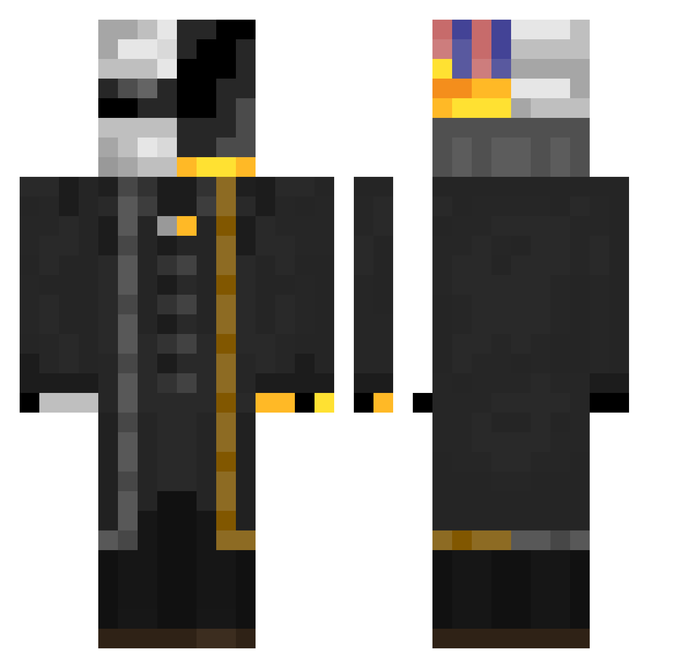 Utopi0 Minecraft skin, front and back view