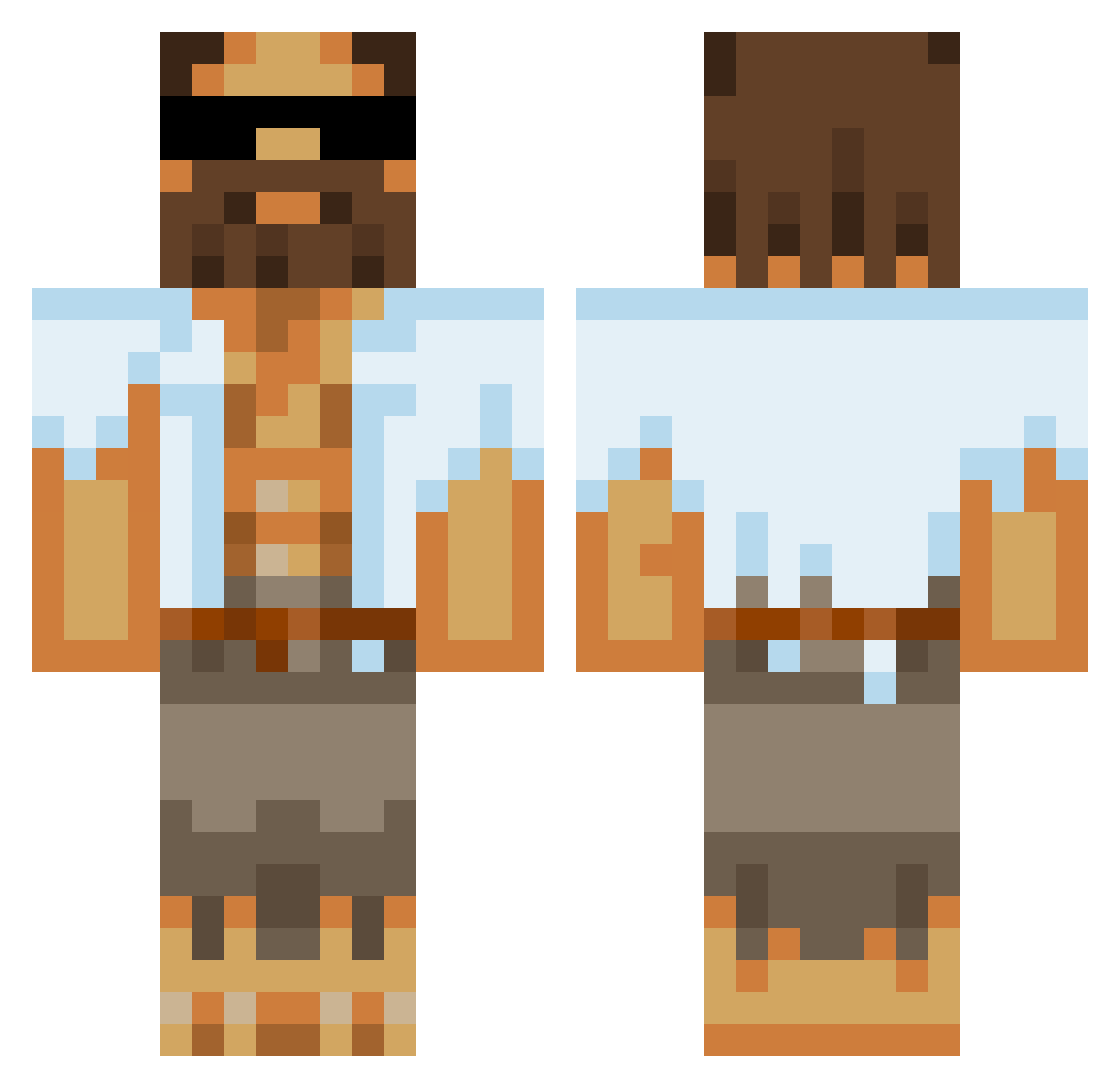 Patrikazas Minecraft skin, front and back view