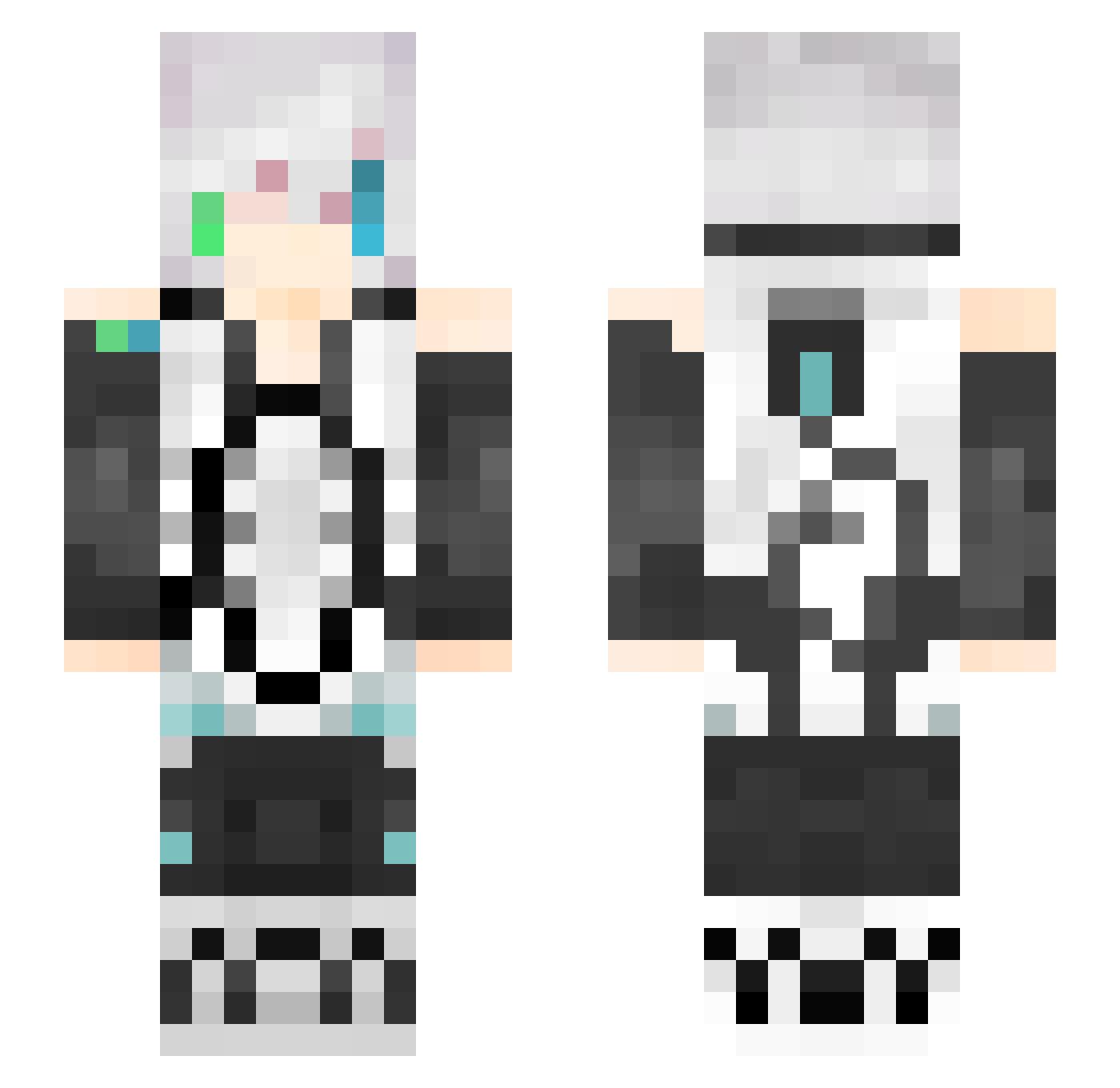 ErisAbsurdPNG Minecraft skin, front and back view