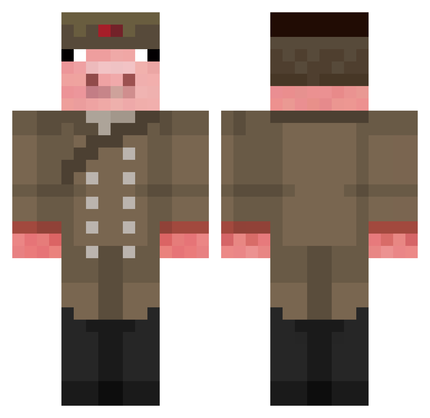 alienhaker Minecraft skin, front and back view