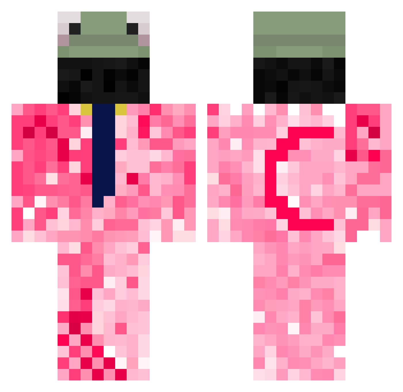 xCrenis Minecraft skin, front and back view