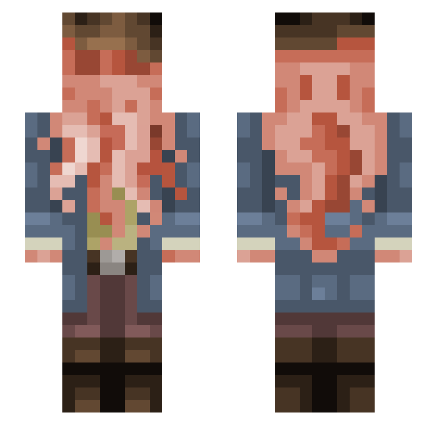 Zoktopus Minecraft skin, front and back view