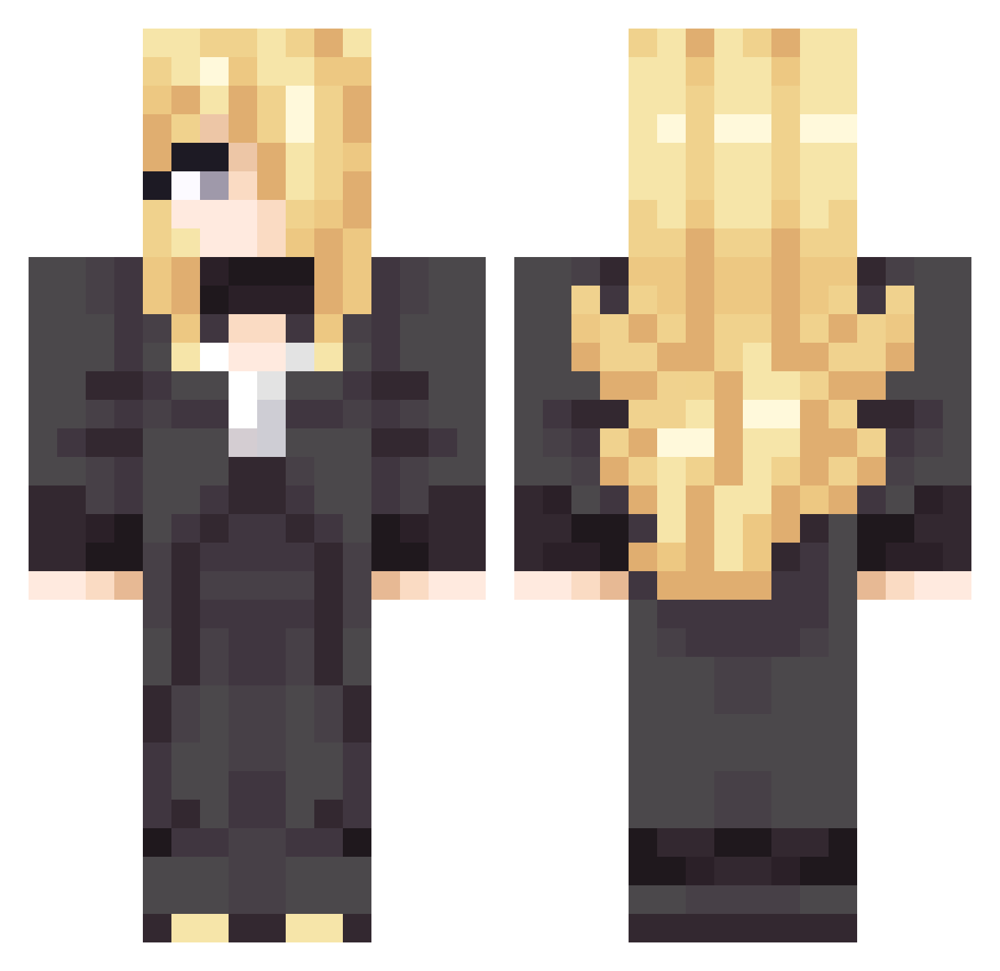 mistridge Minecraft skin, front and back view