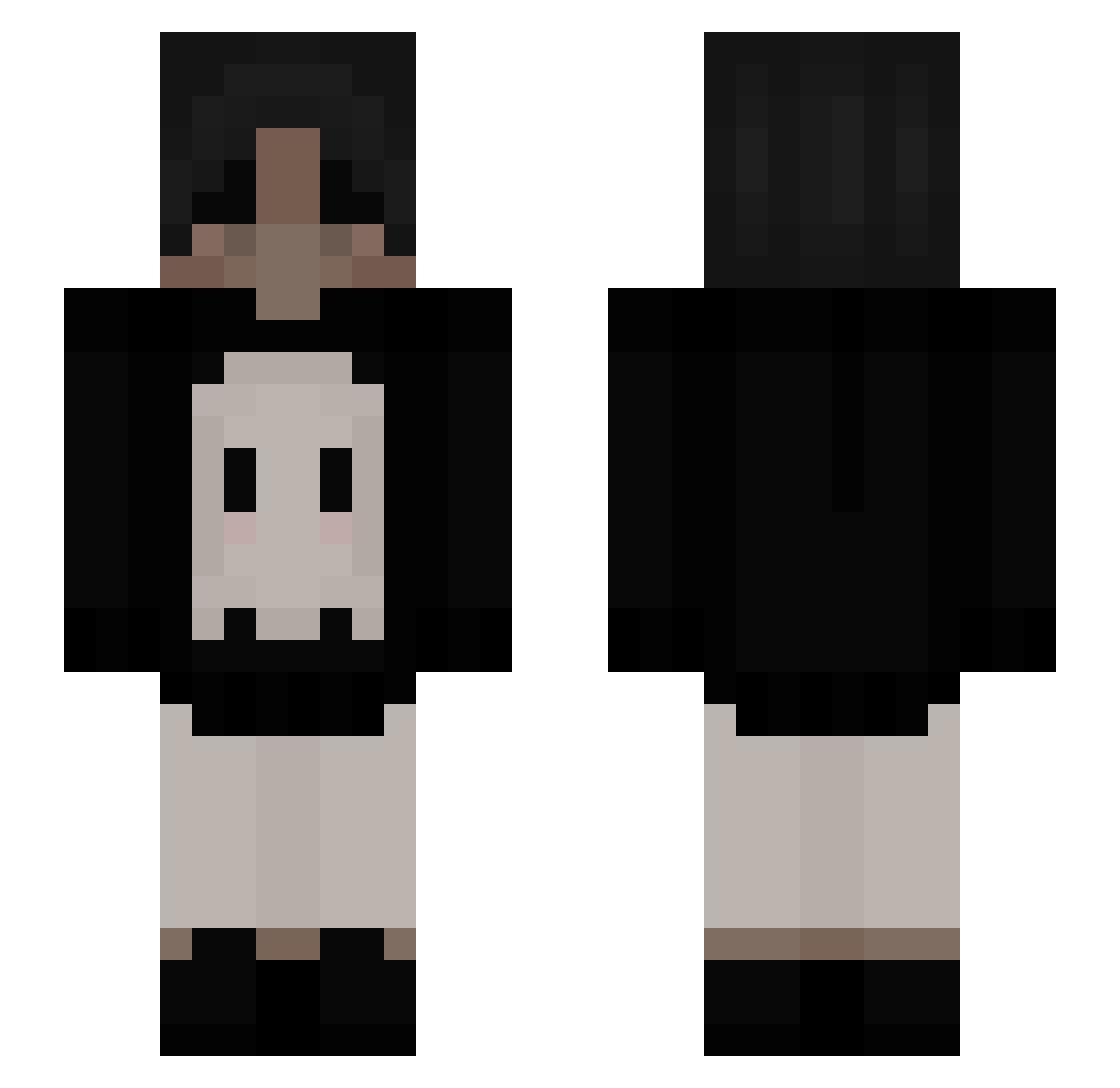 Pulverisation Minecraft skin, front and back view