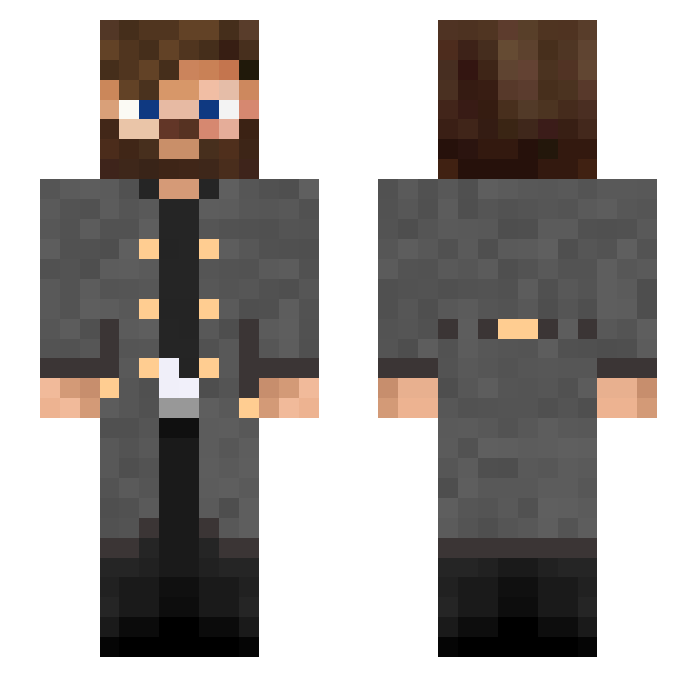 Sateris Minecraft skin, front and back view