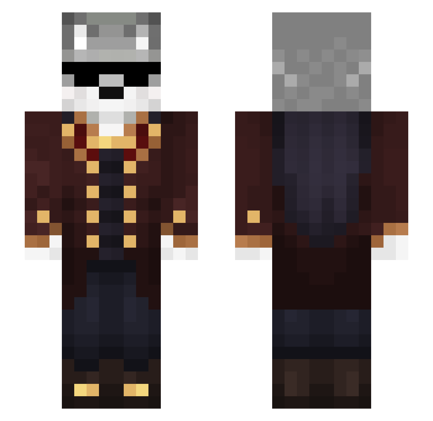 WolFast Minecraft skin, front and back view