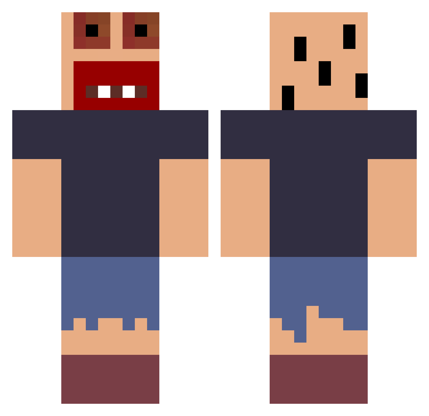 folopsi Minecraft skin, front and back view