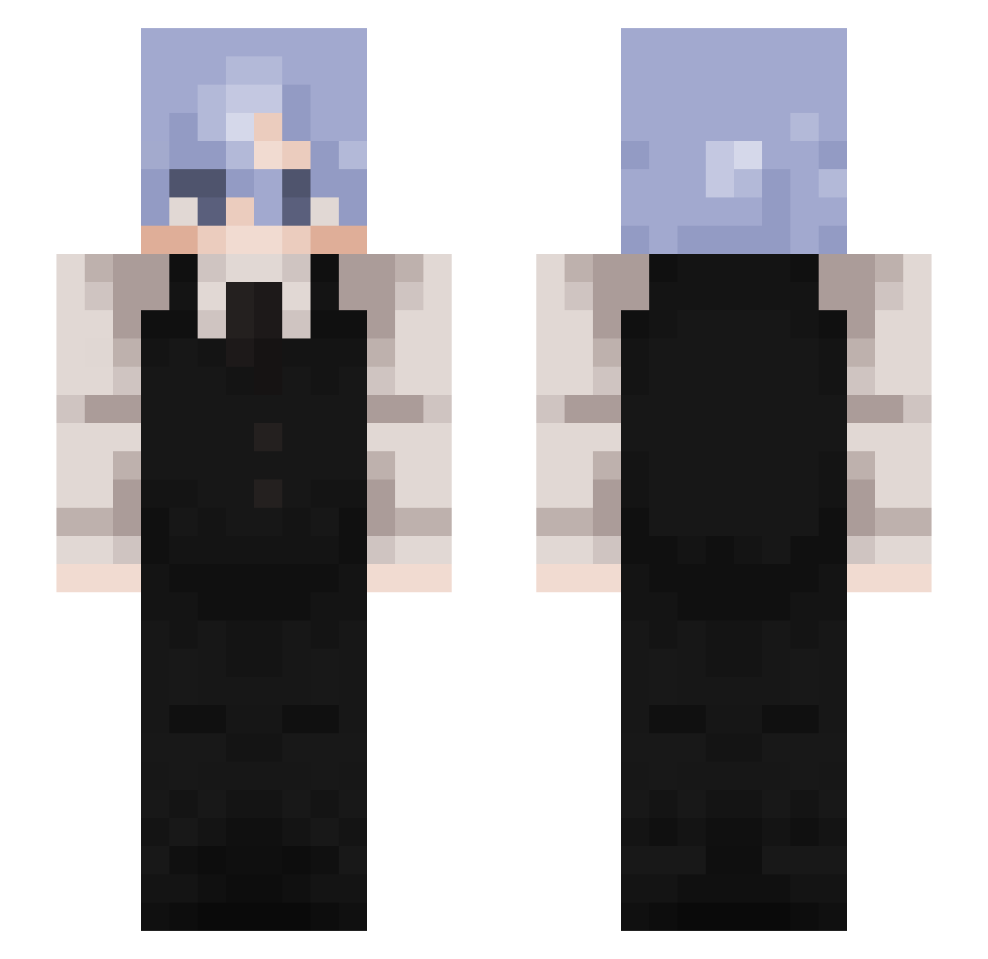 player740 Minecraft skin, front and back view