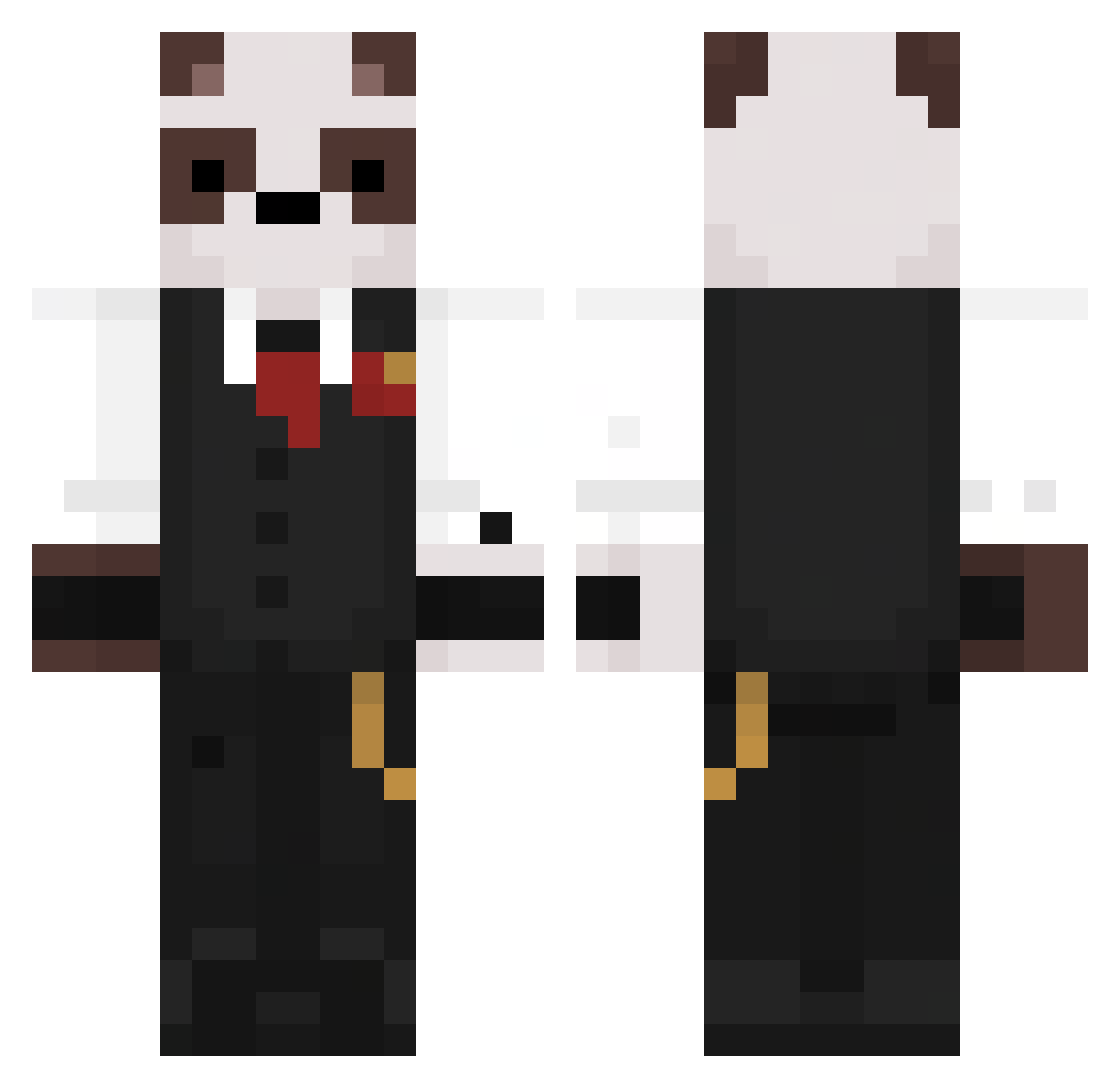 Iwasforced Minecraft skin, front and back view