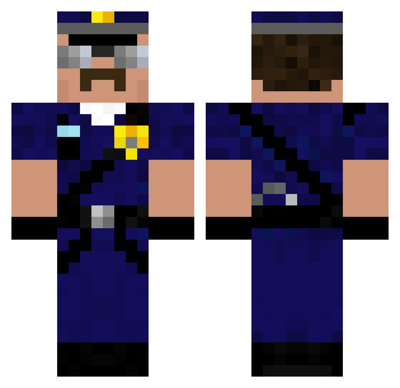 Voqza Minecraft skin, front and back view