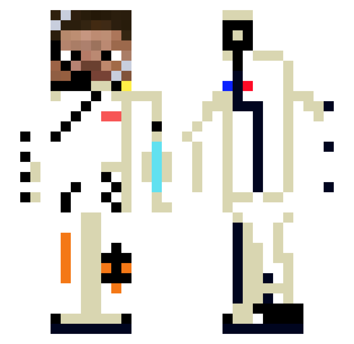 Voyager_NASA Minecraft skin, front and back view