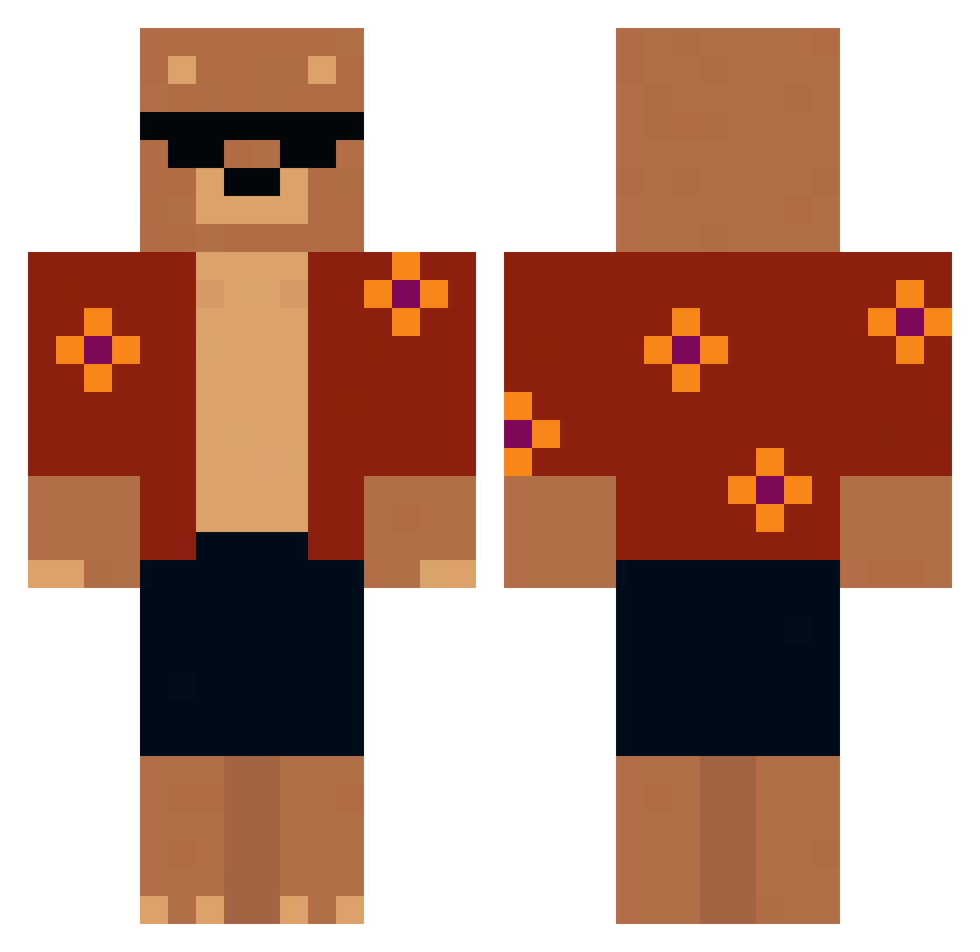 xmoneyloSSe Minecraft skin, front and back view
