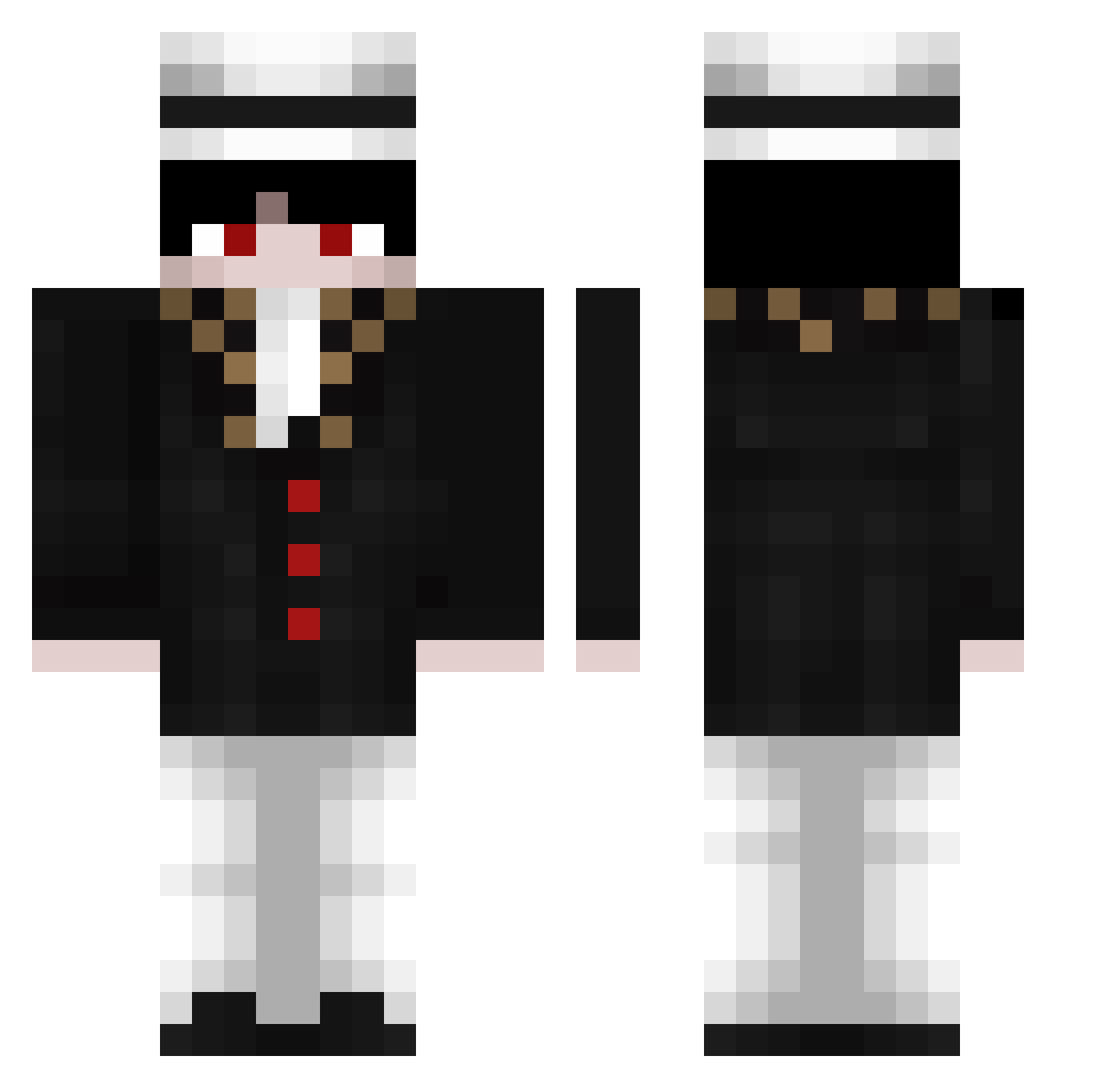DimensionX Minecraft skin, front and back view