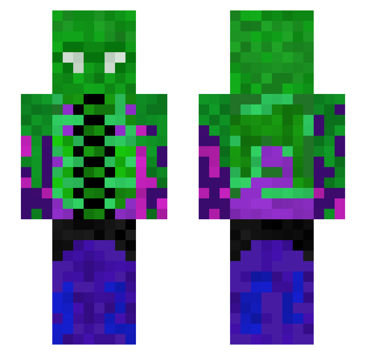 SirChubbss Minecraft skin, front and back view