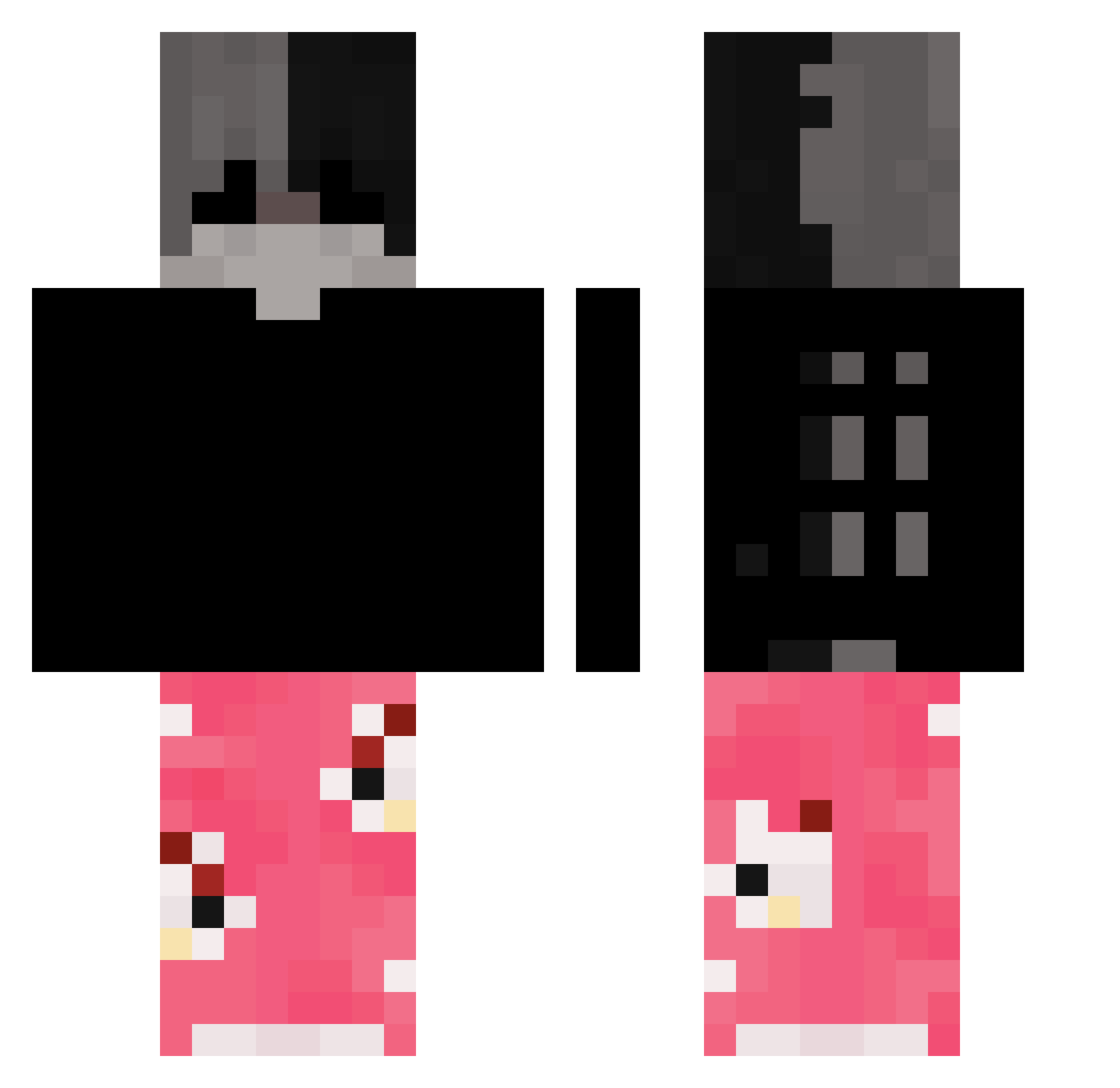Sewkiozzo Minecraft skin, front and back view