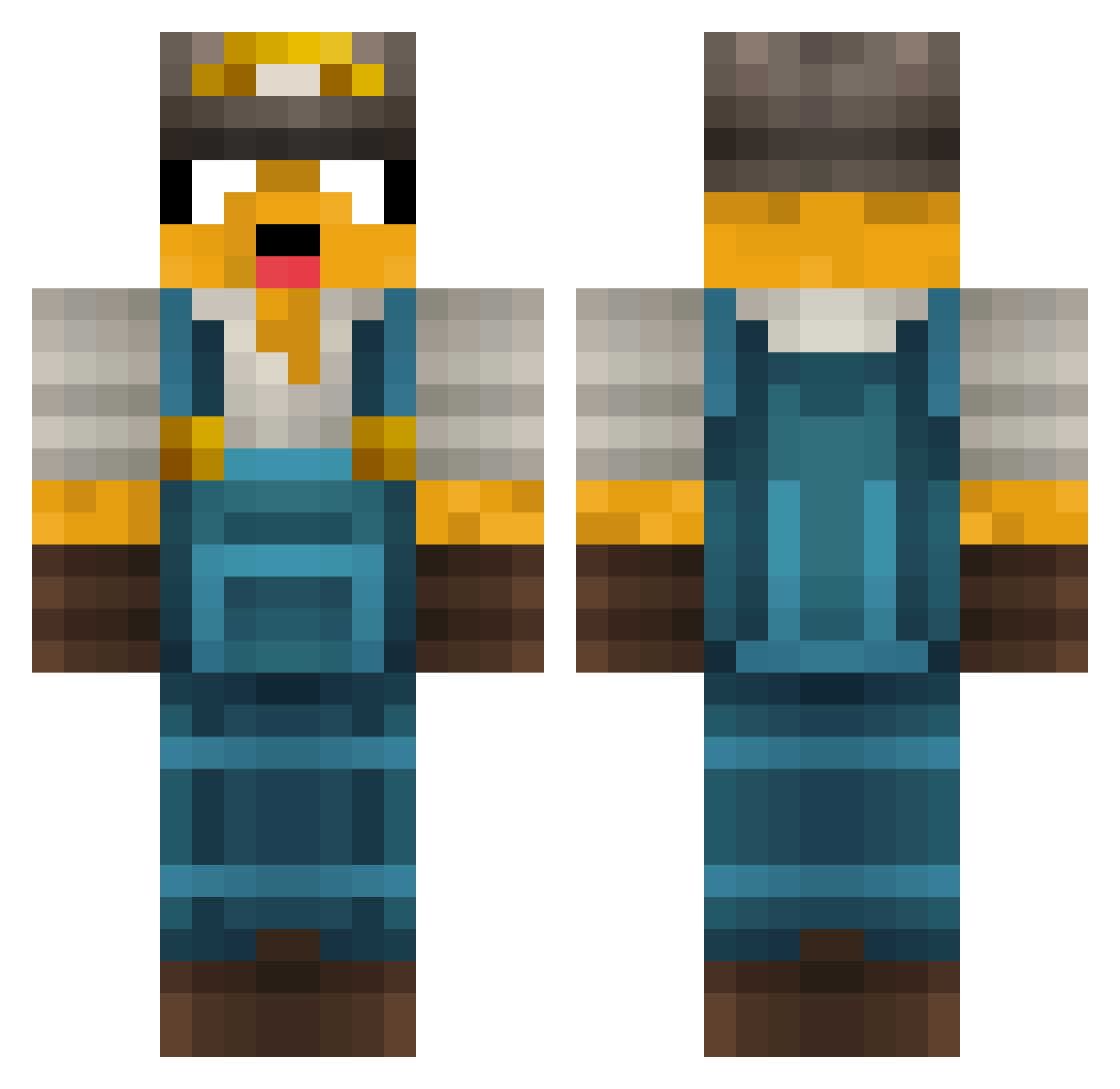 Orlox9 Minecraft skin, front and back view