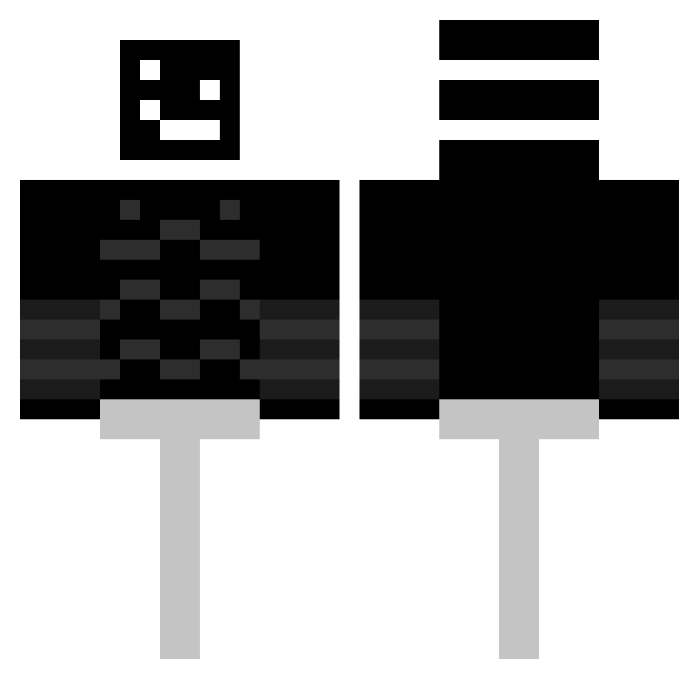ShootyDX Minecraft skin, front and back view