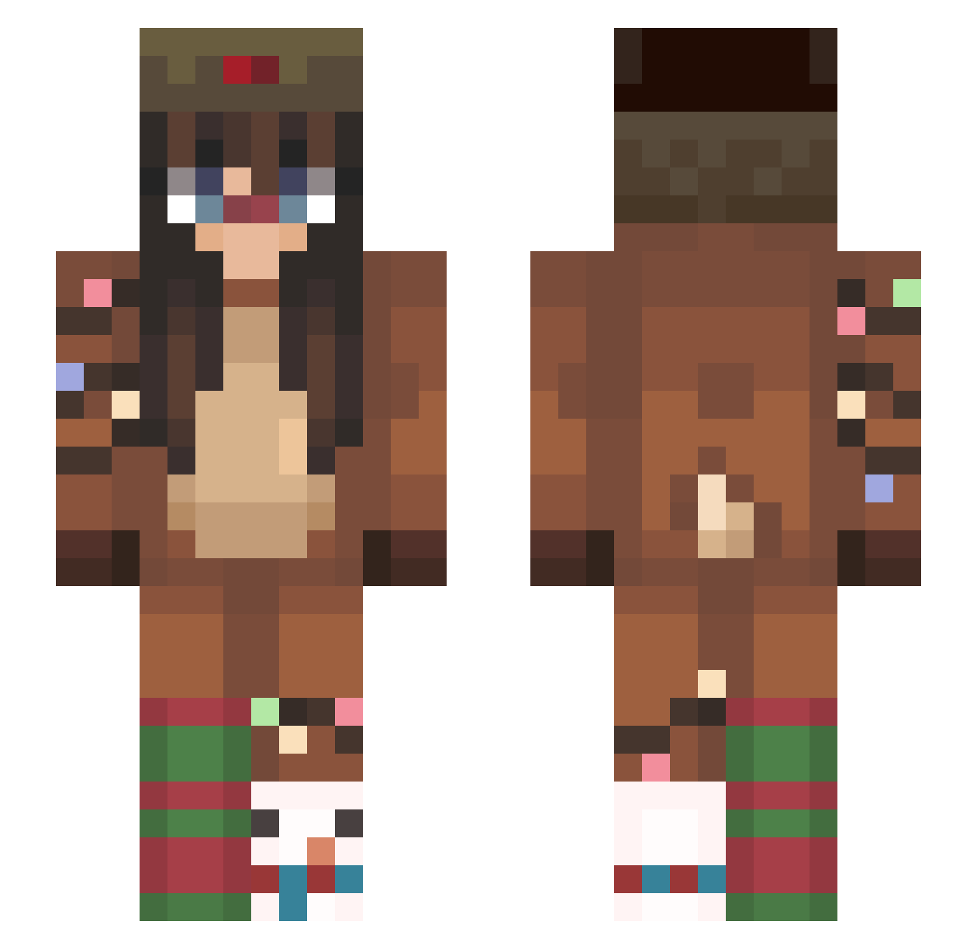 Reindeer10 Minecraft skin, front and back view
