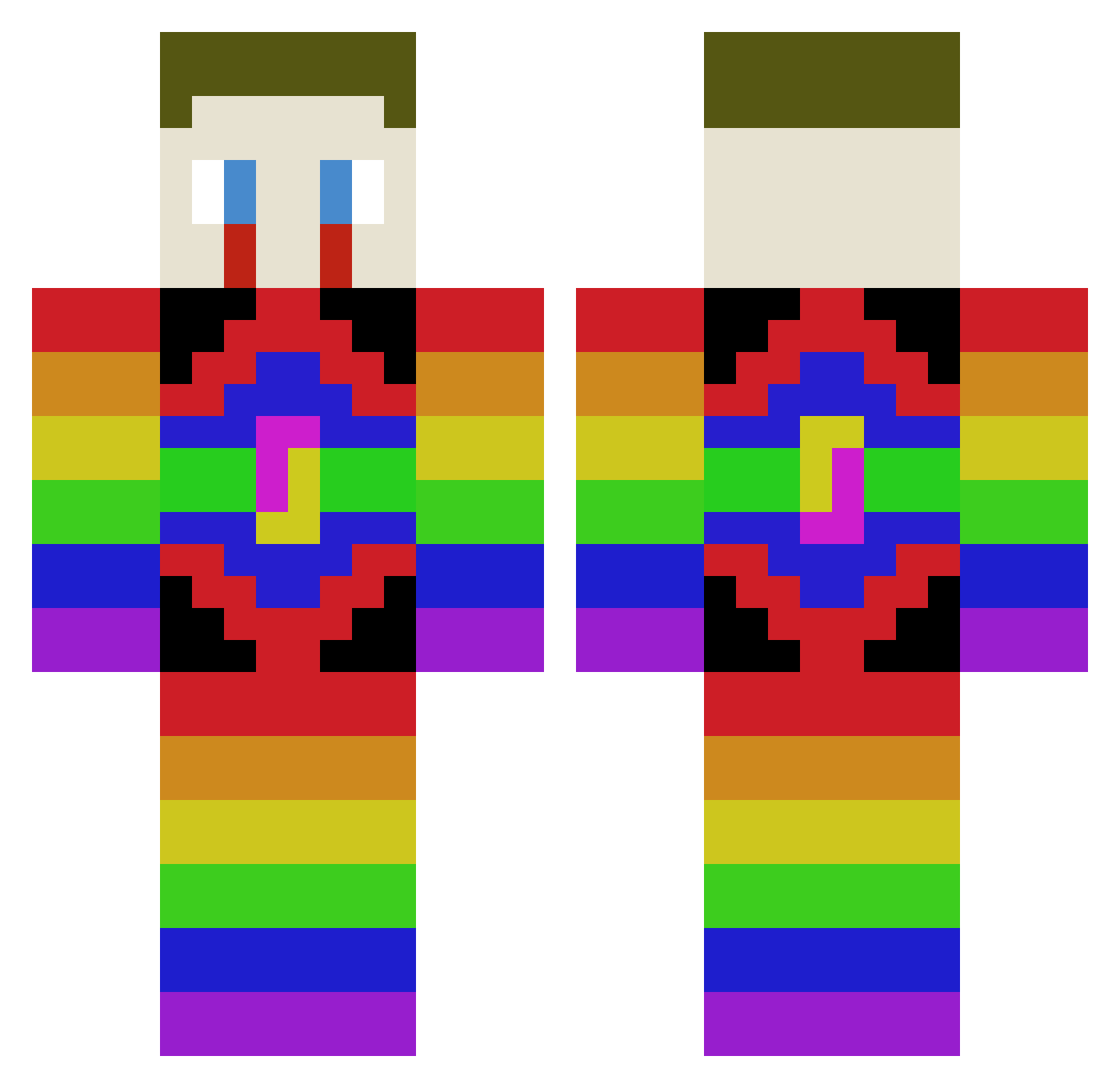 Watmore12 Minecraft skin, front and back view