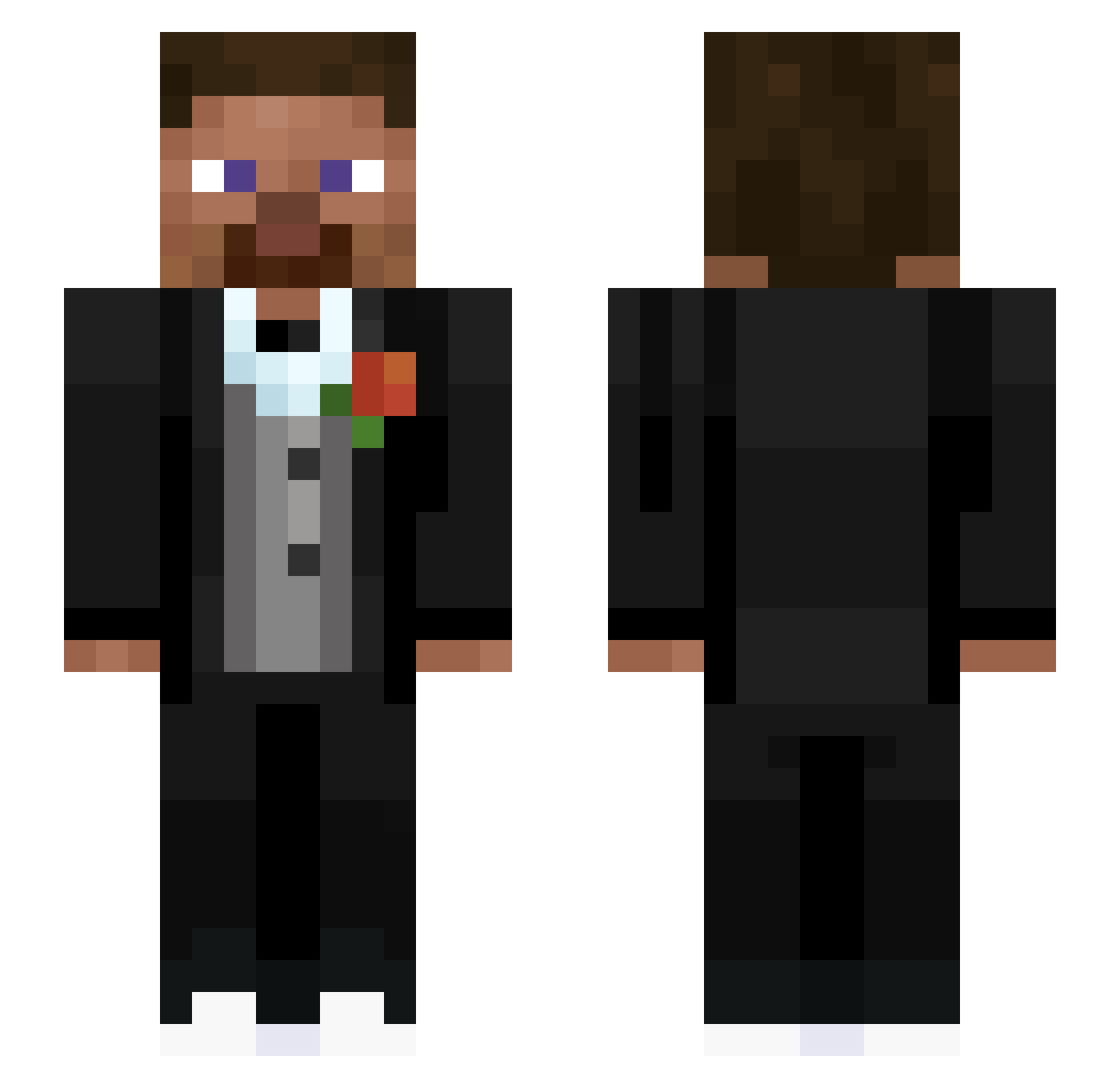 TheQuaX Minecraft skin, front and back view