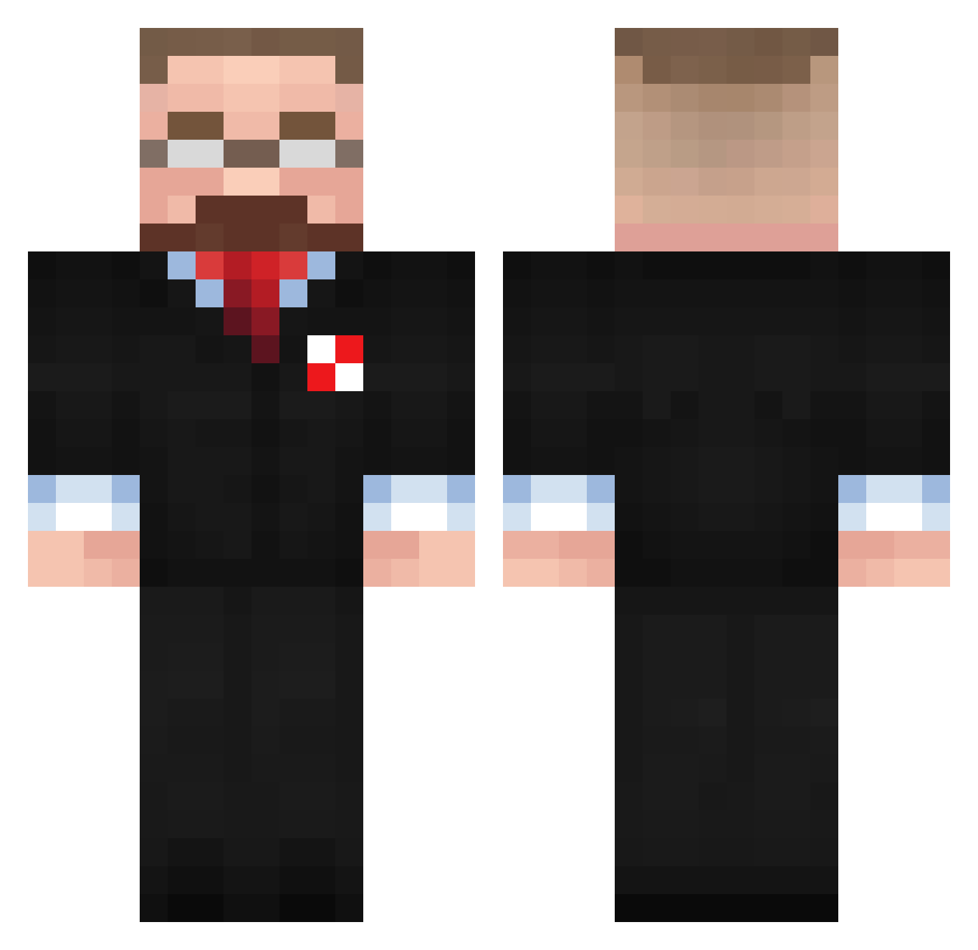 DotExeDot Minecraft skin, front and back view