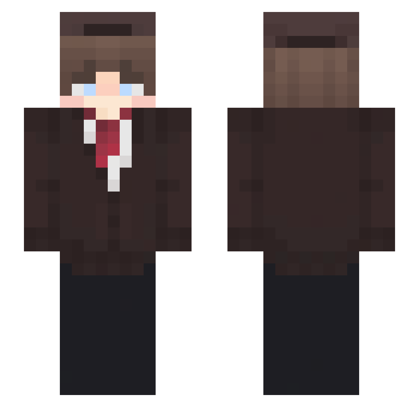 warpedclue Minecraft skin, front and back view