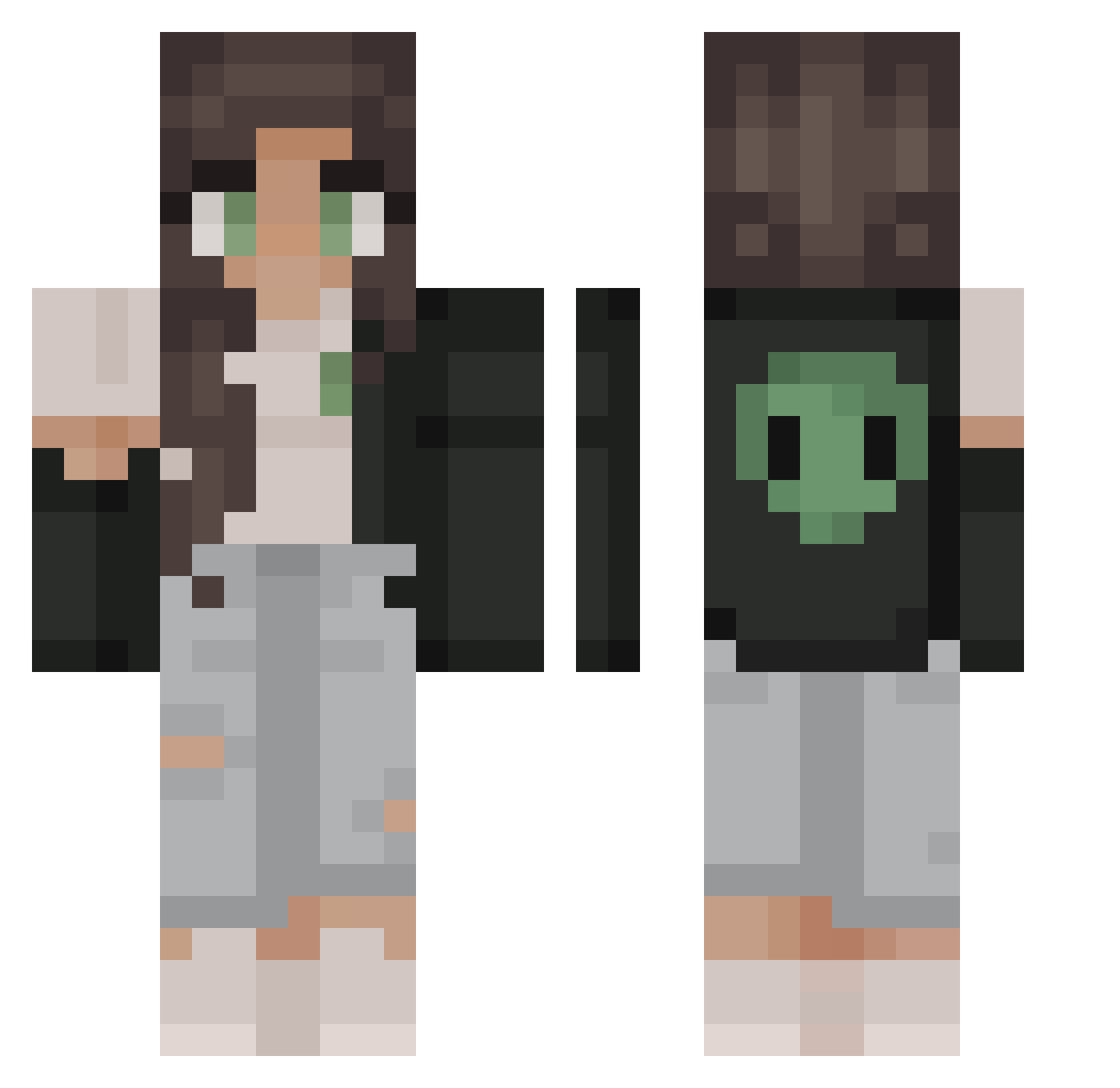 Reverrt Minecraft skin, front and back view