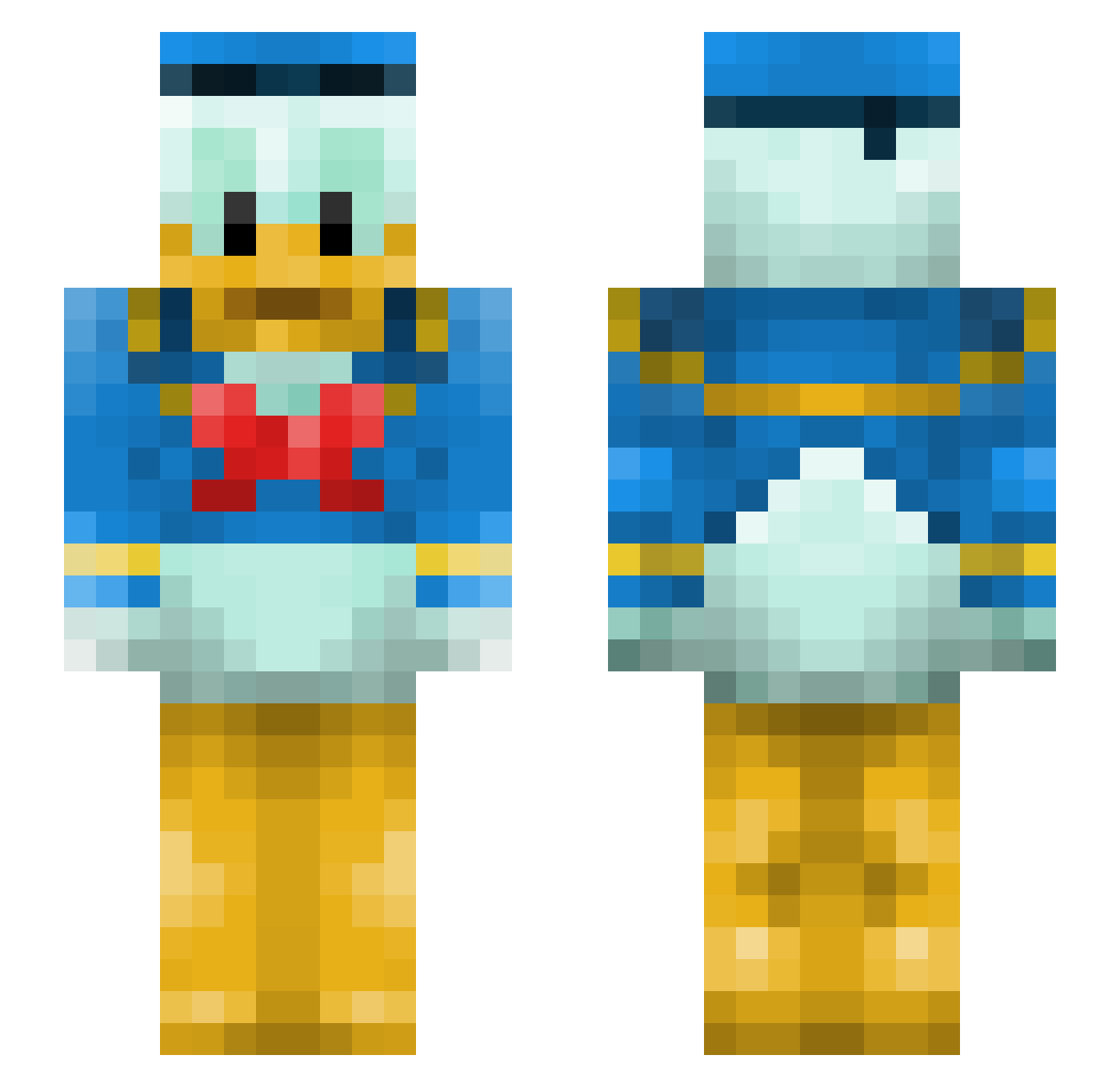 hugecohones Minecraft skin, front and back view