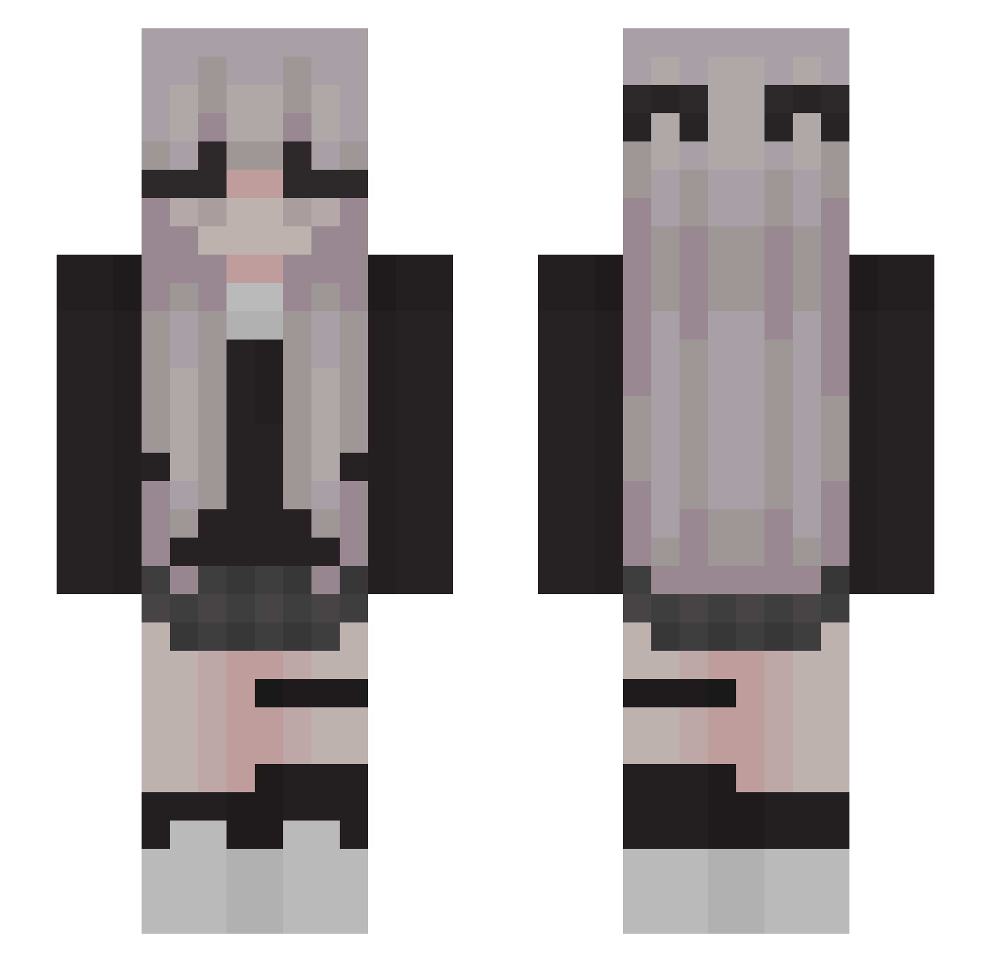 vBraska Minecraft skin, front and back view