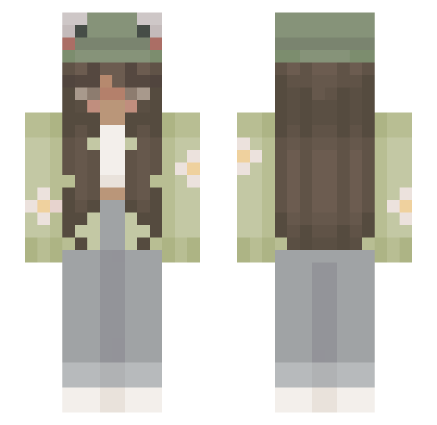 pidj Minecraft skin, front and back view