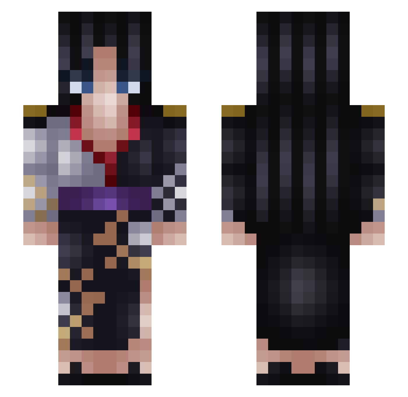 J1vrn Minecraft skin, front and back view