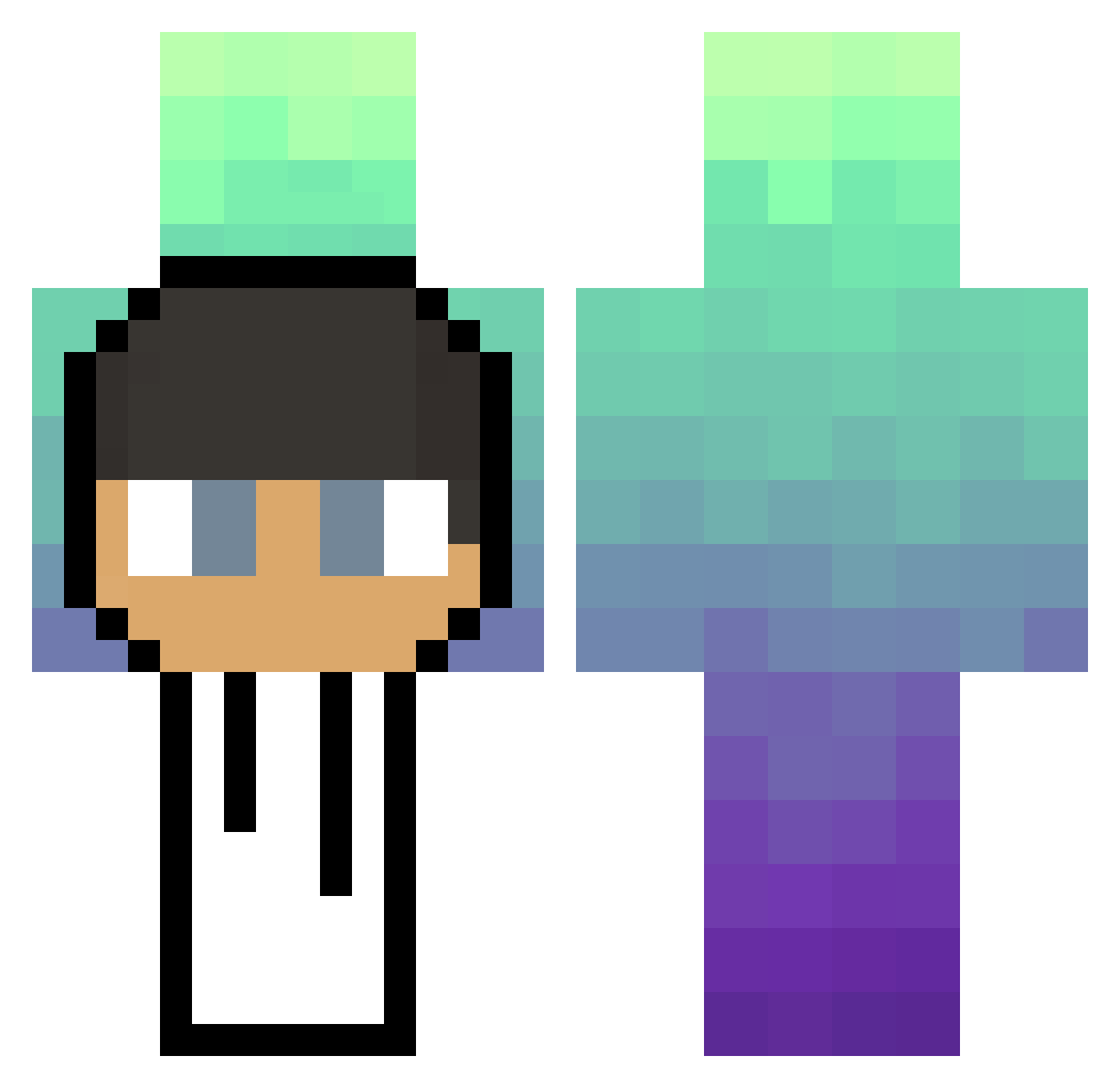 untopbar Minecraft skin, front and back view