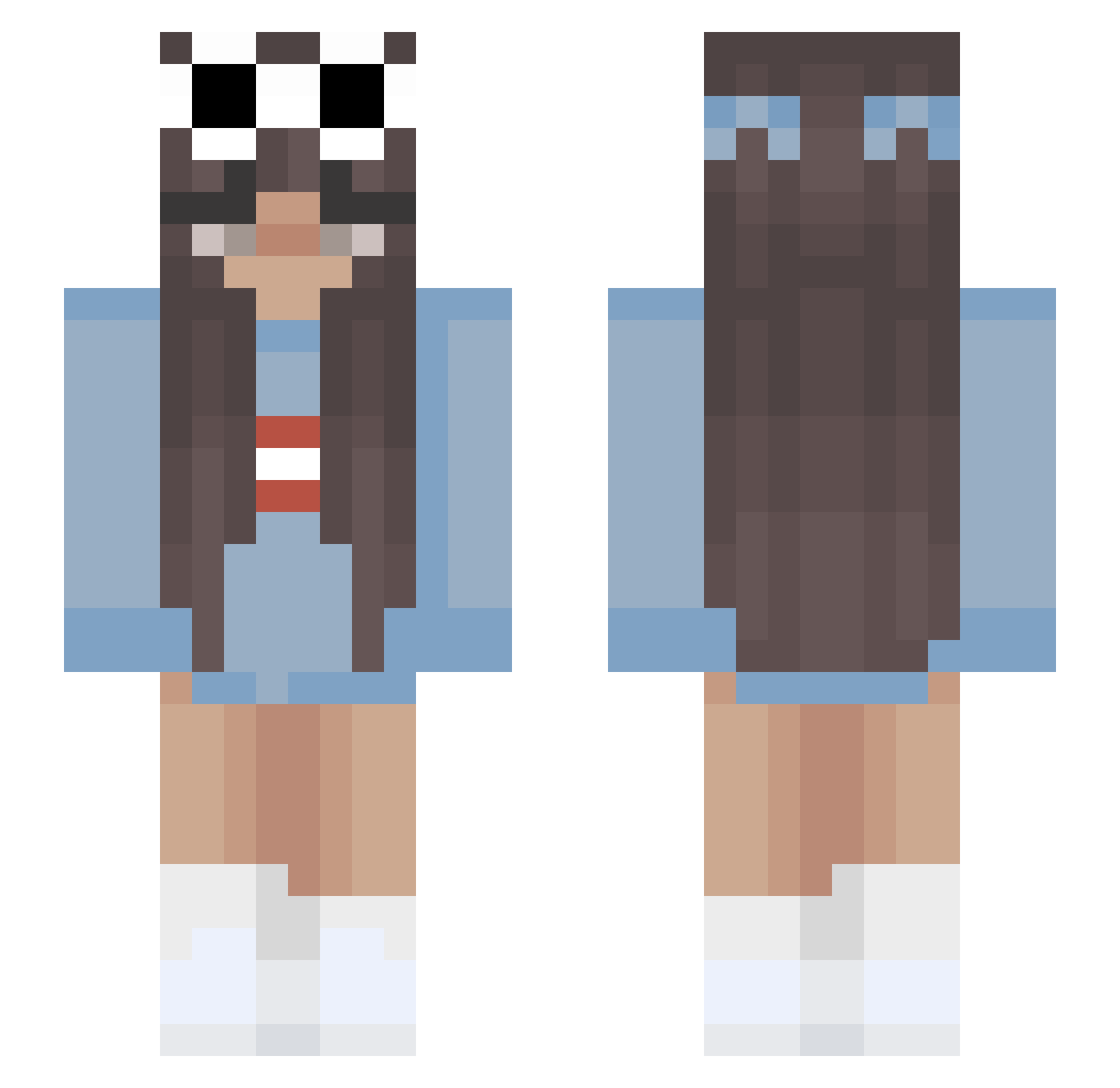 Tiaxoxo Minecraft skin, front and back view