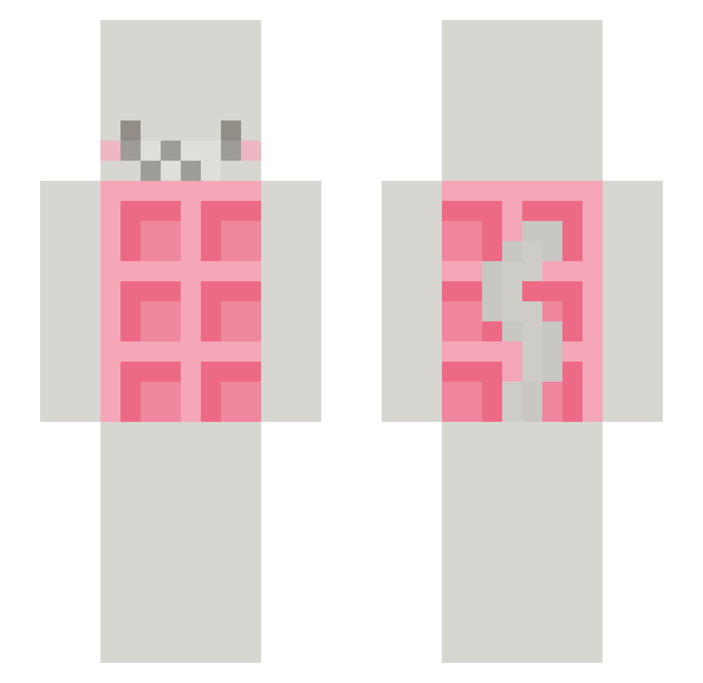 Kaykera Minecraft skin, front and back view
