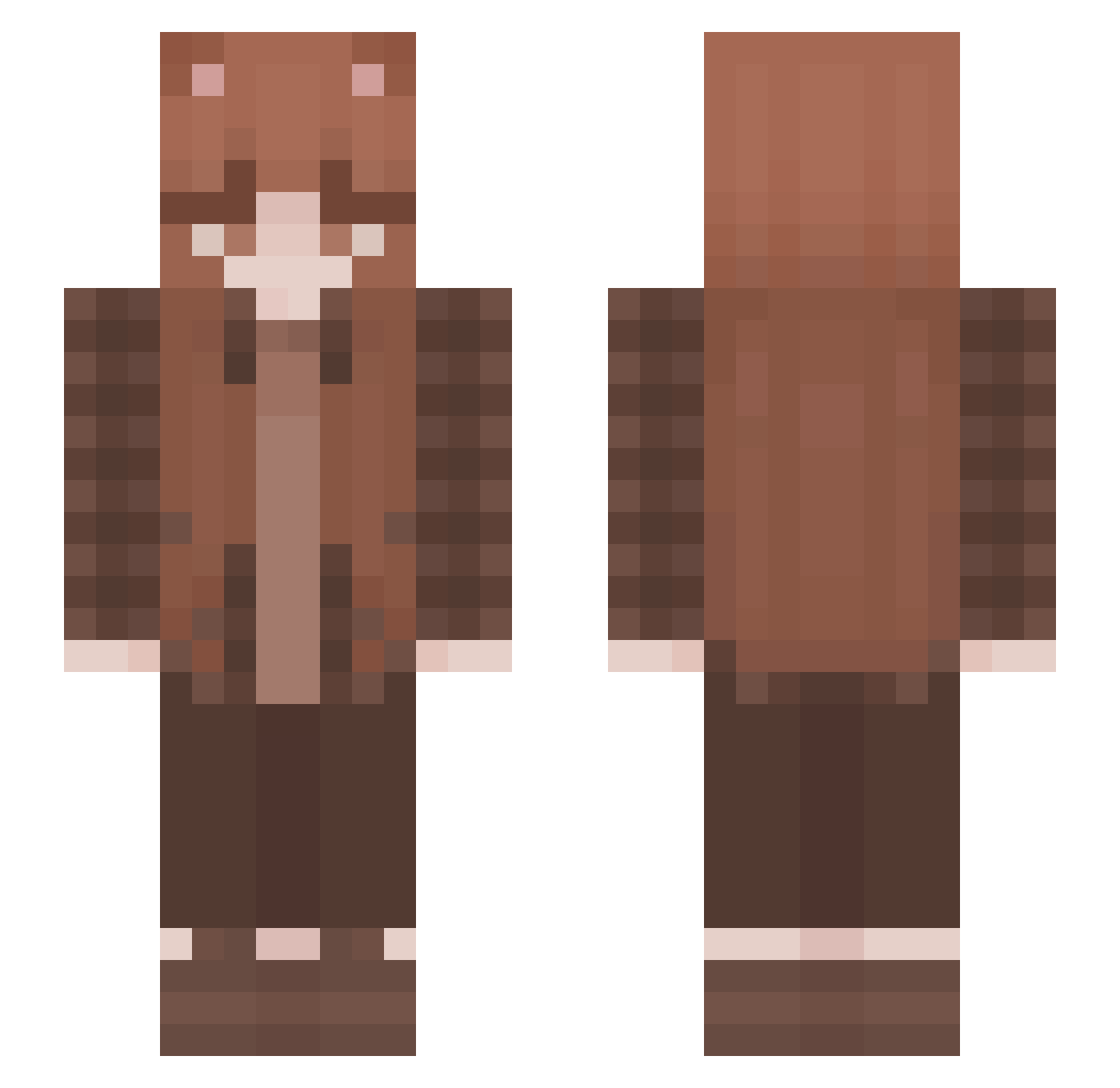 rveii Minecraft skin, front and back view