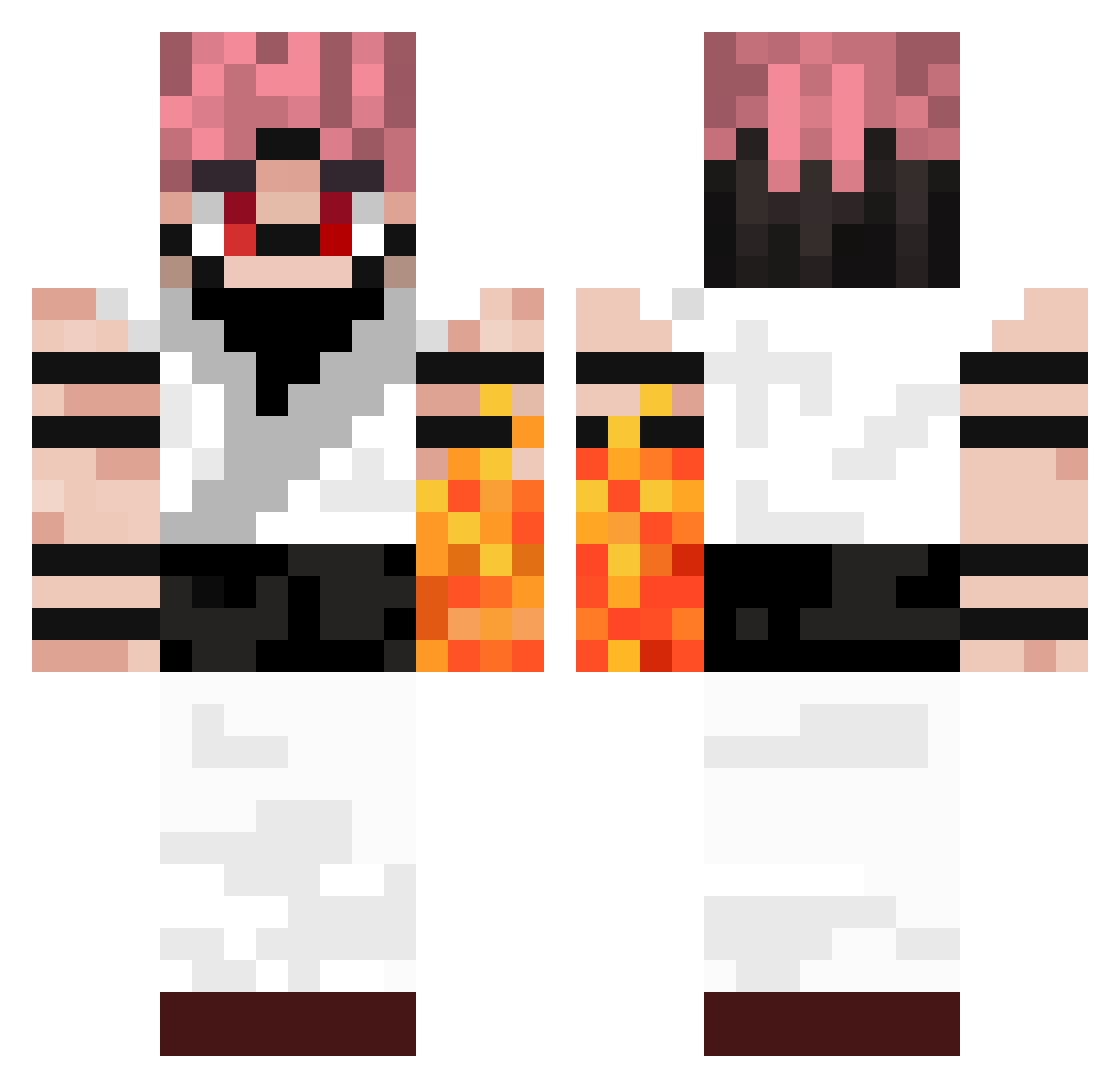 T4ugl1f3 Minecraft skin, front and back view