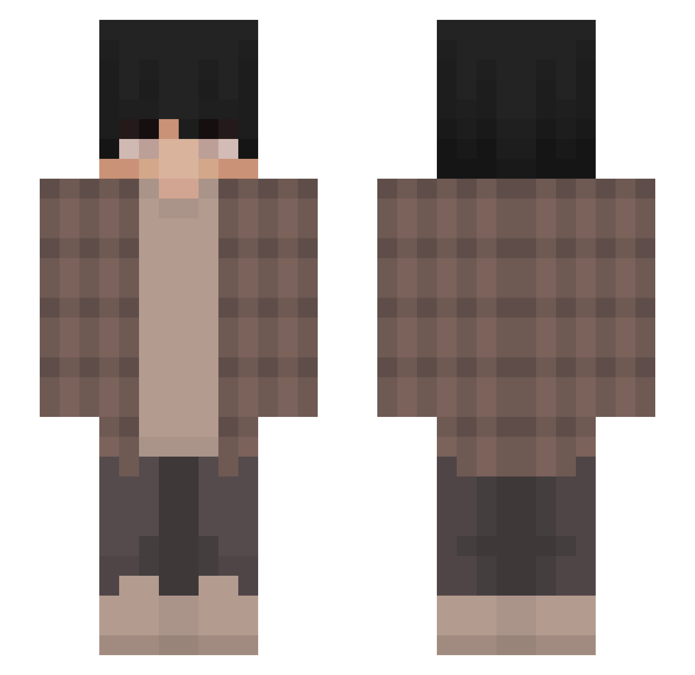 yertwof Minecraft skin, front and back view