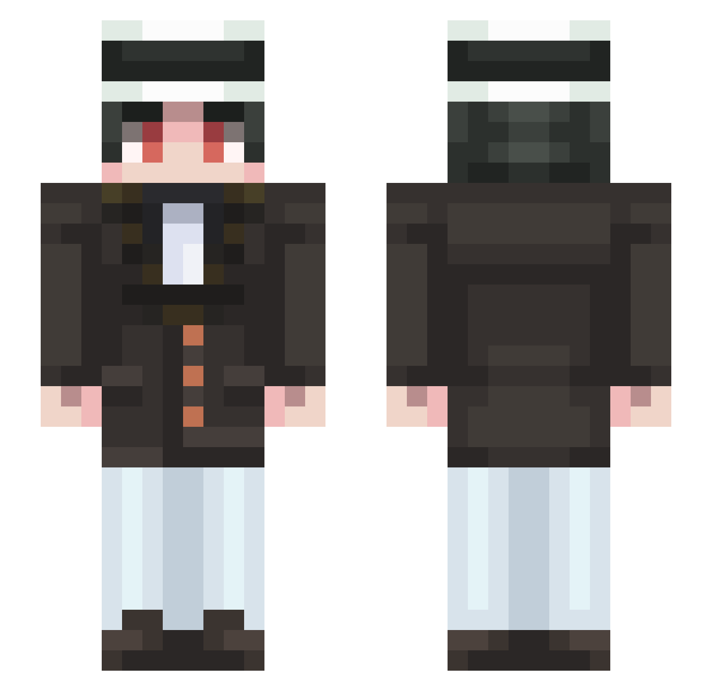 StretFrost Minecraft skin, front and back view