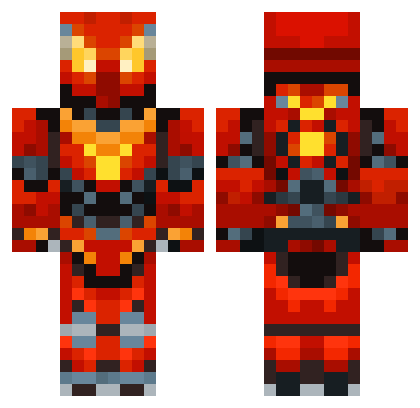 Indomation Minecraft skin, front and back view