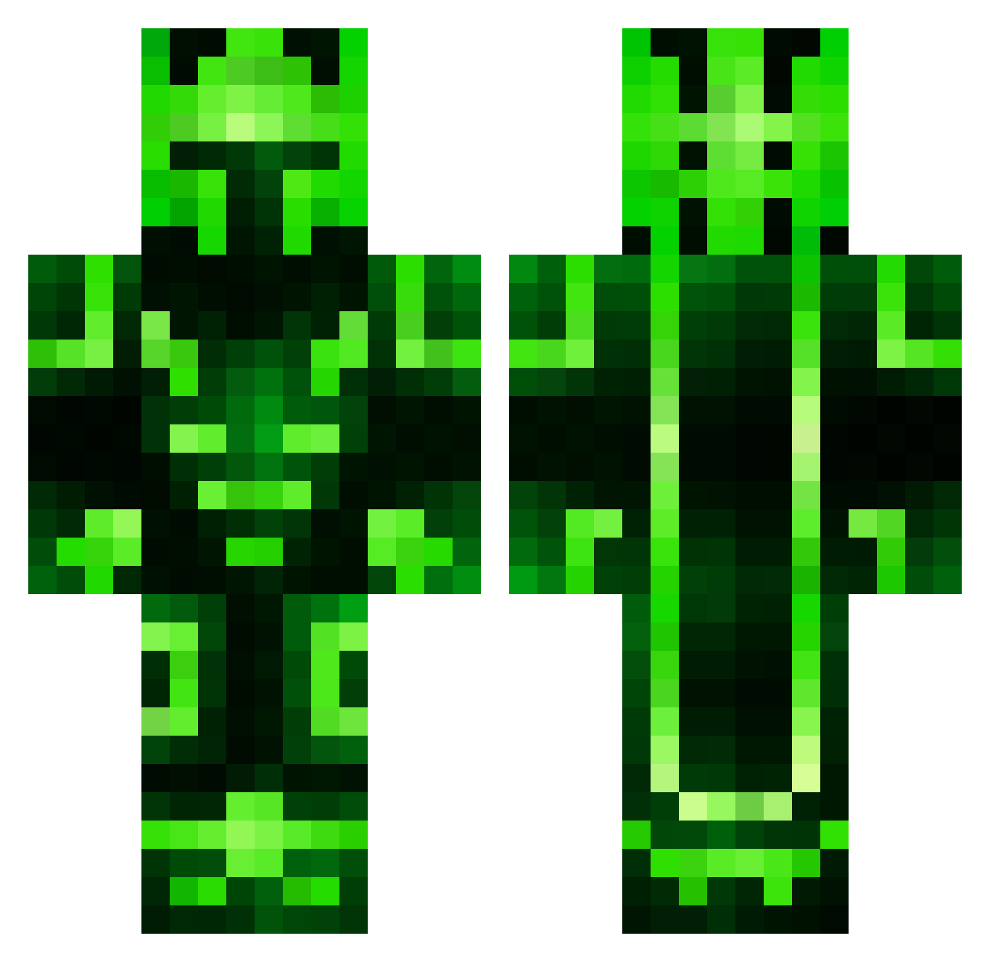 FireFly245 Minecraft skin, front and back view