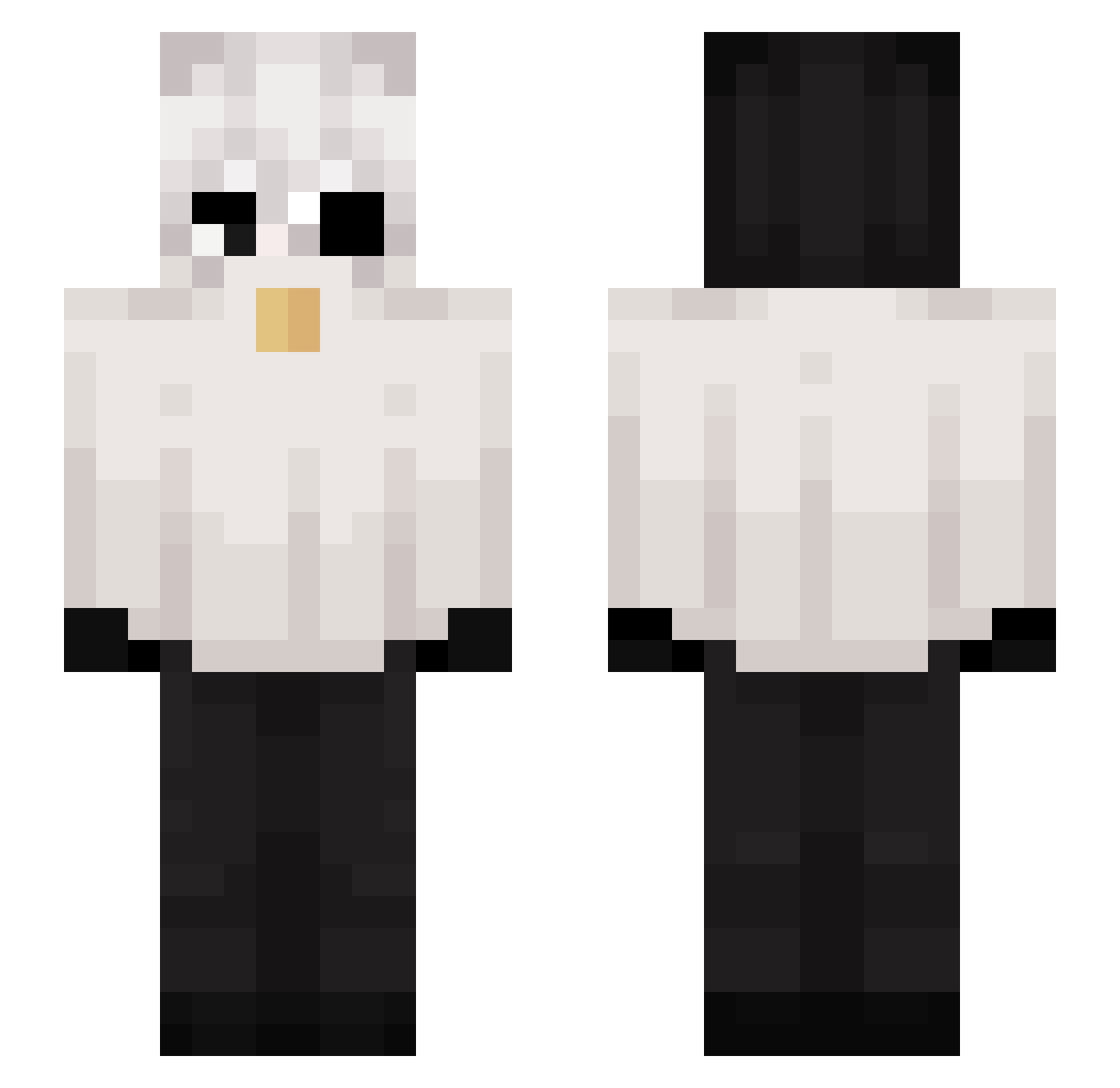 glitchmeows Minecraft skin, front and back view
