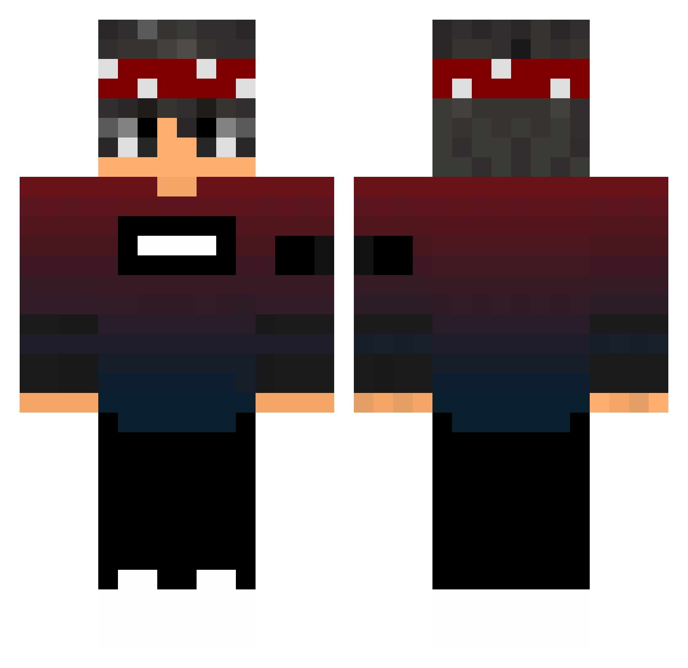 ySupernatural Minecraft skin, front and back view