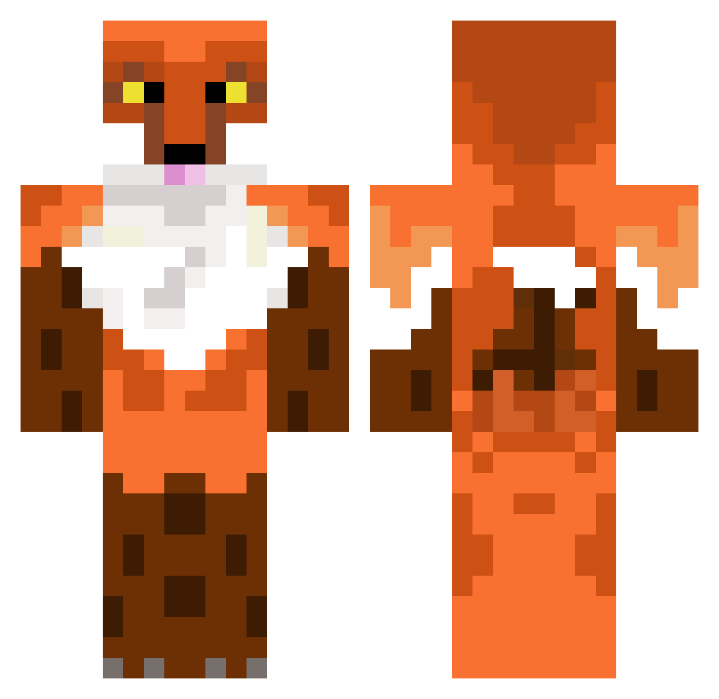 RaevePis Minecraft skin, front and back view