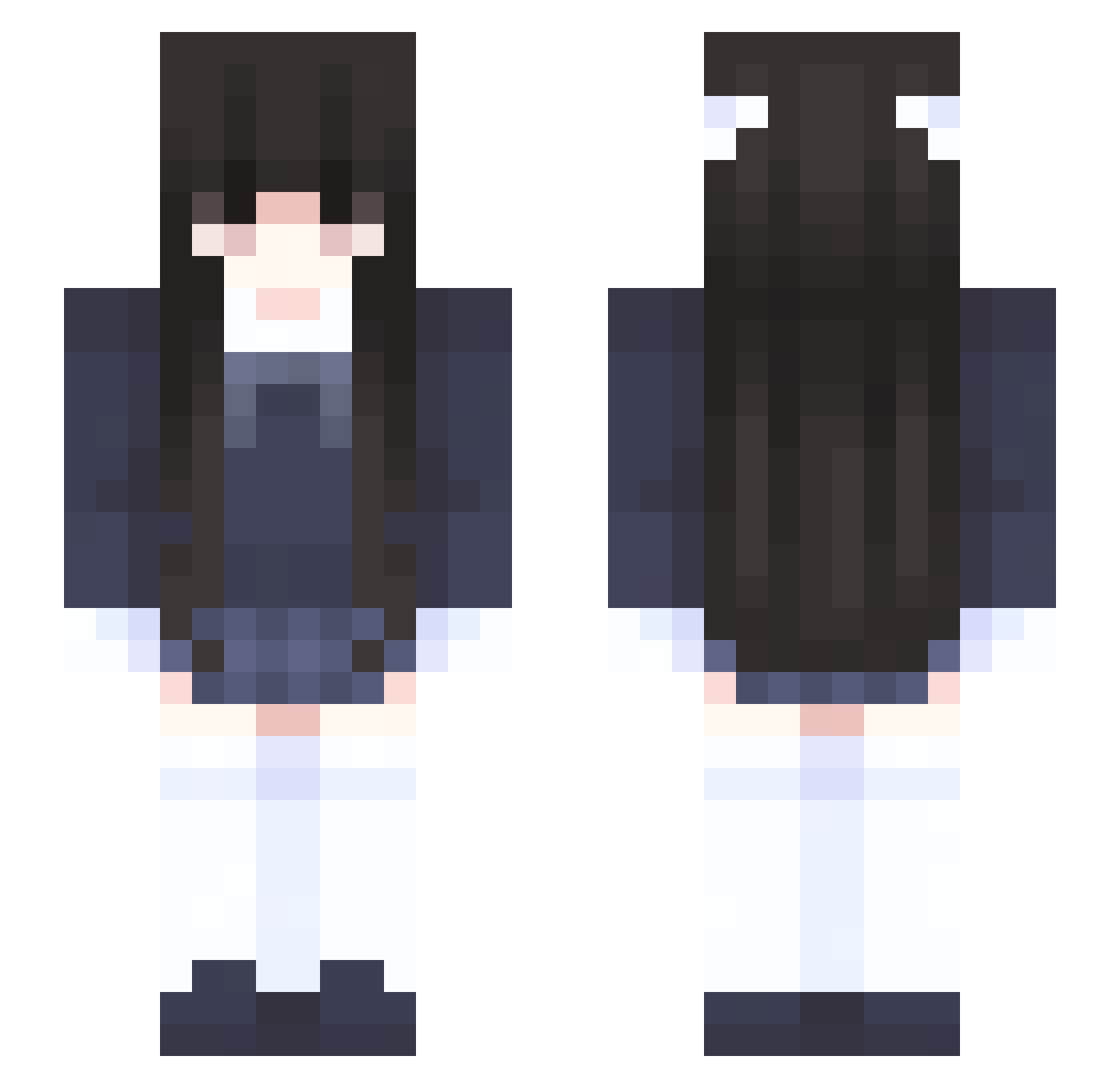 Vqmpi Minecraft skin, front and back view