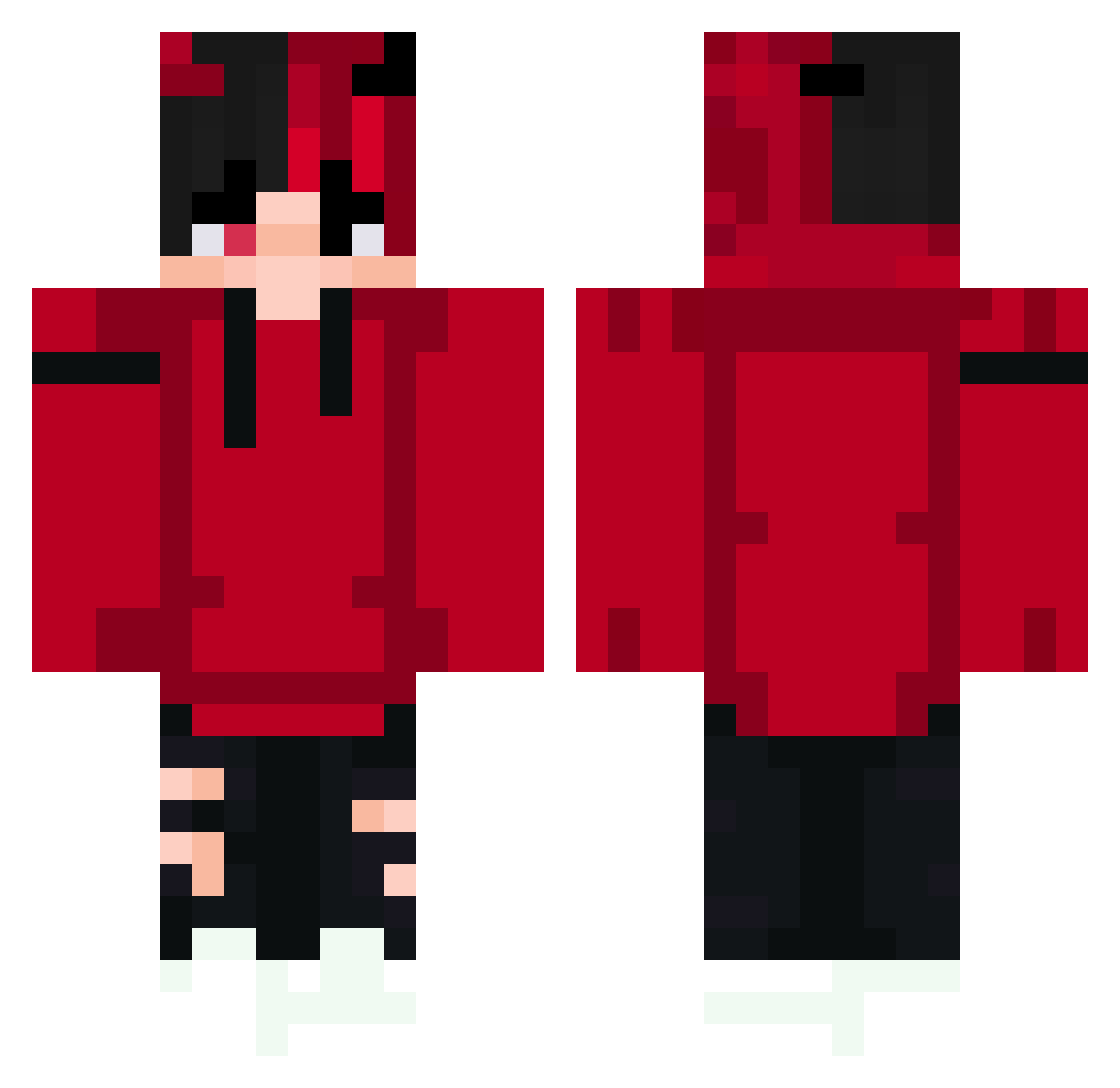 HazinGamin Minecraft skin, front and back view